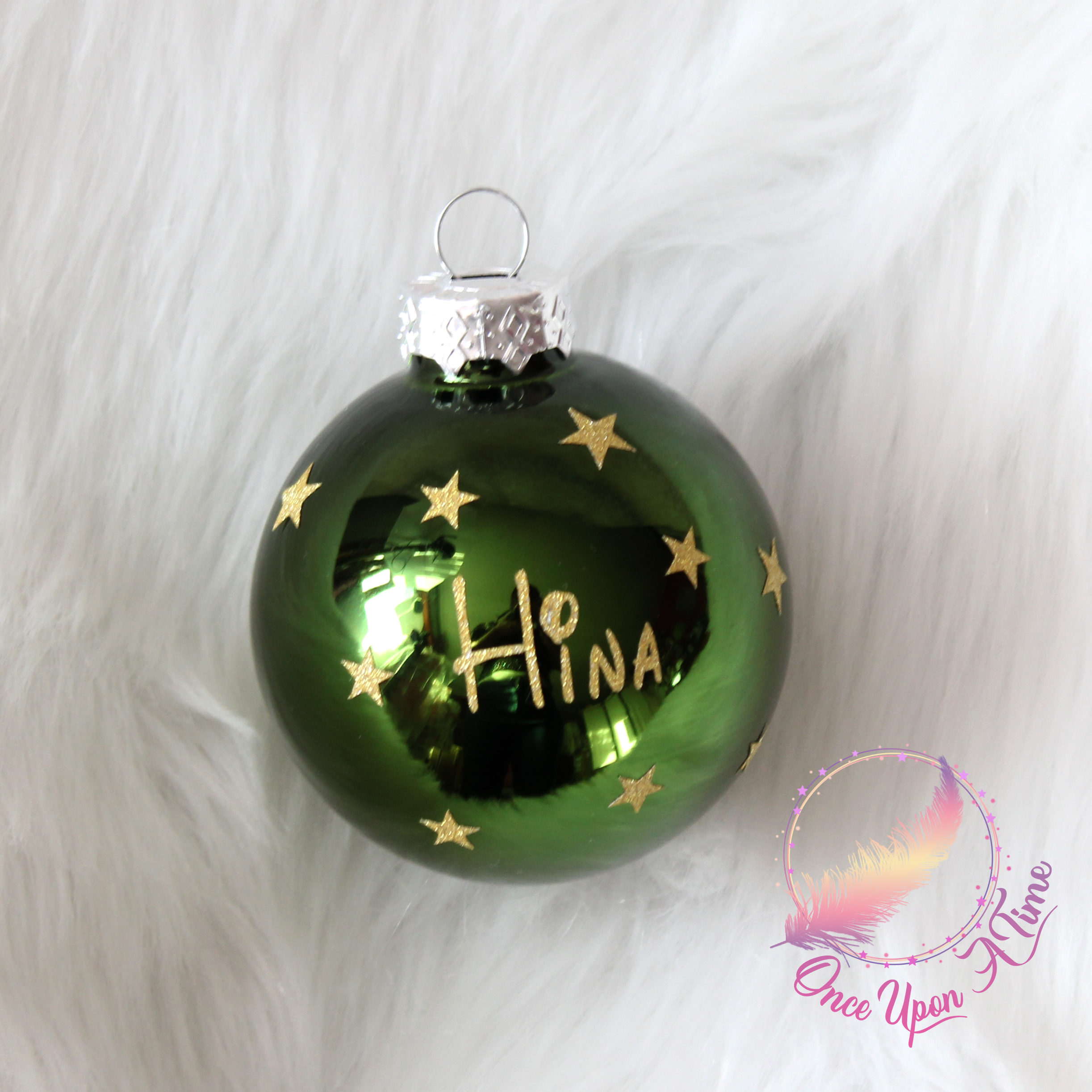 🎄🎅 Boule de Noël - Vert foncé - Matte ou brillante - Prénom et/ou Mon premier Noël + Prénom 🤶🎄