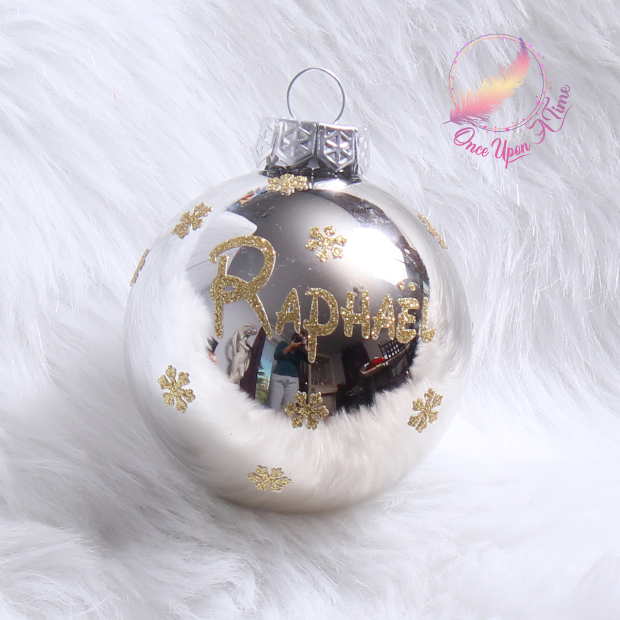 🎄🎅 Boule de Noël - Argenté - Matte ou brillante - Prénom et/ou Mon premier Noël + Prénom 🤶🎄