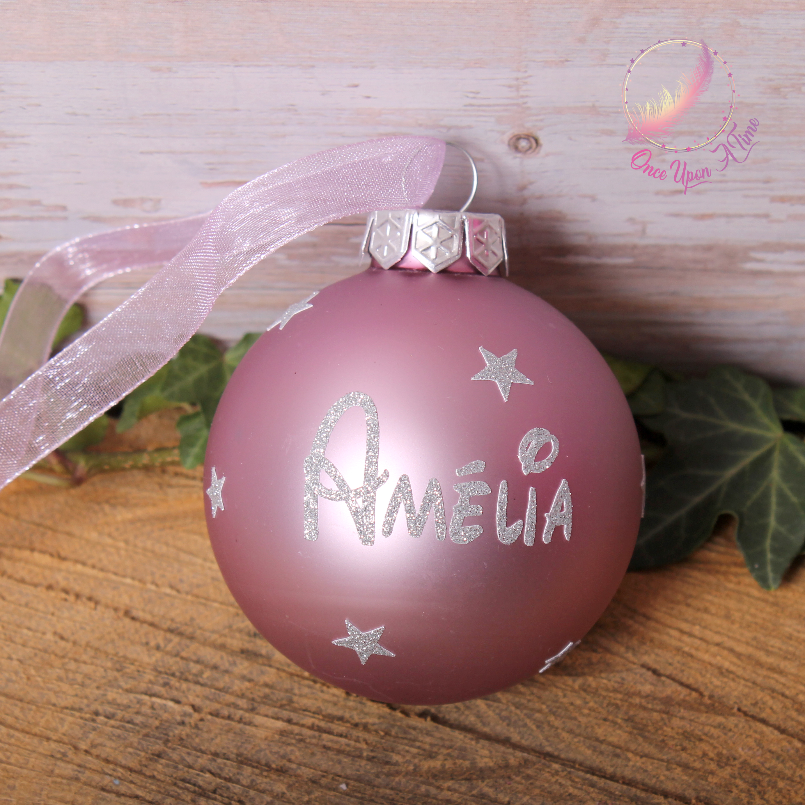 🎄🎅 Boule de Noël - Lilas - Matte ou brillante - Prénom et/ou Mon premier Noël + Prénom 🤶🎄