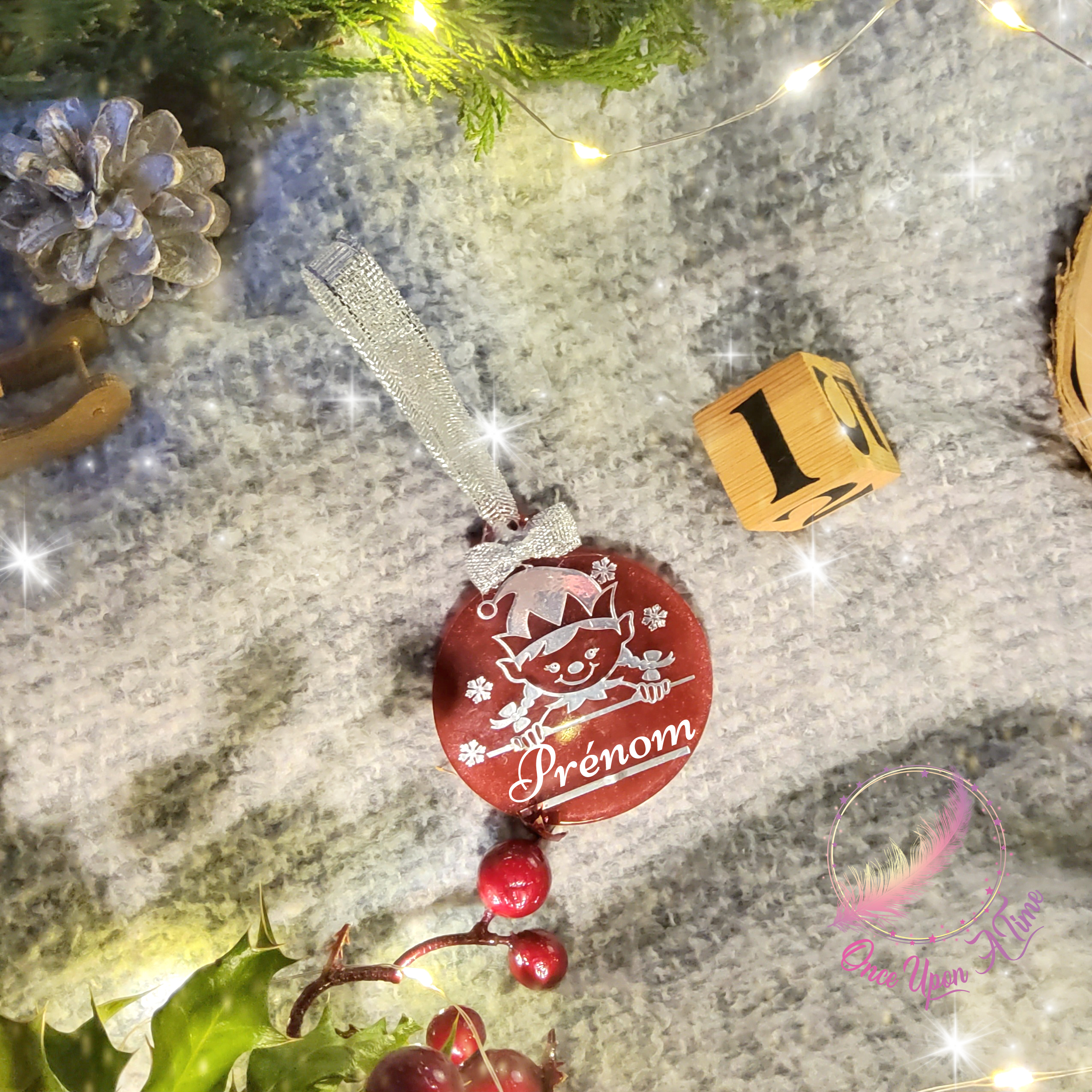 🎄🎅 Boule de Noël plate en résine - Blanc ou vert - Différents modèles 🤶🎄