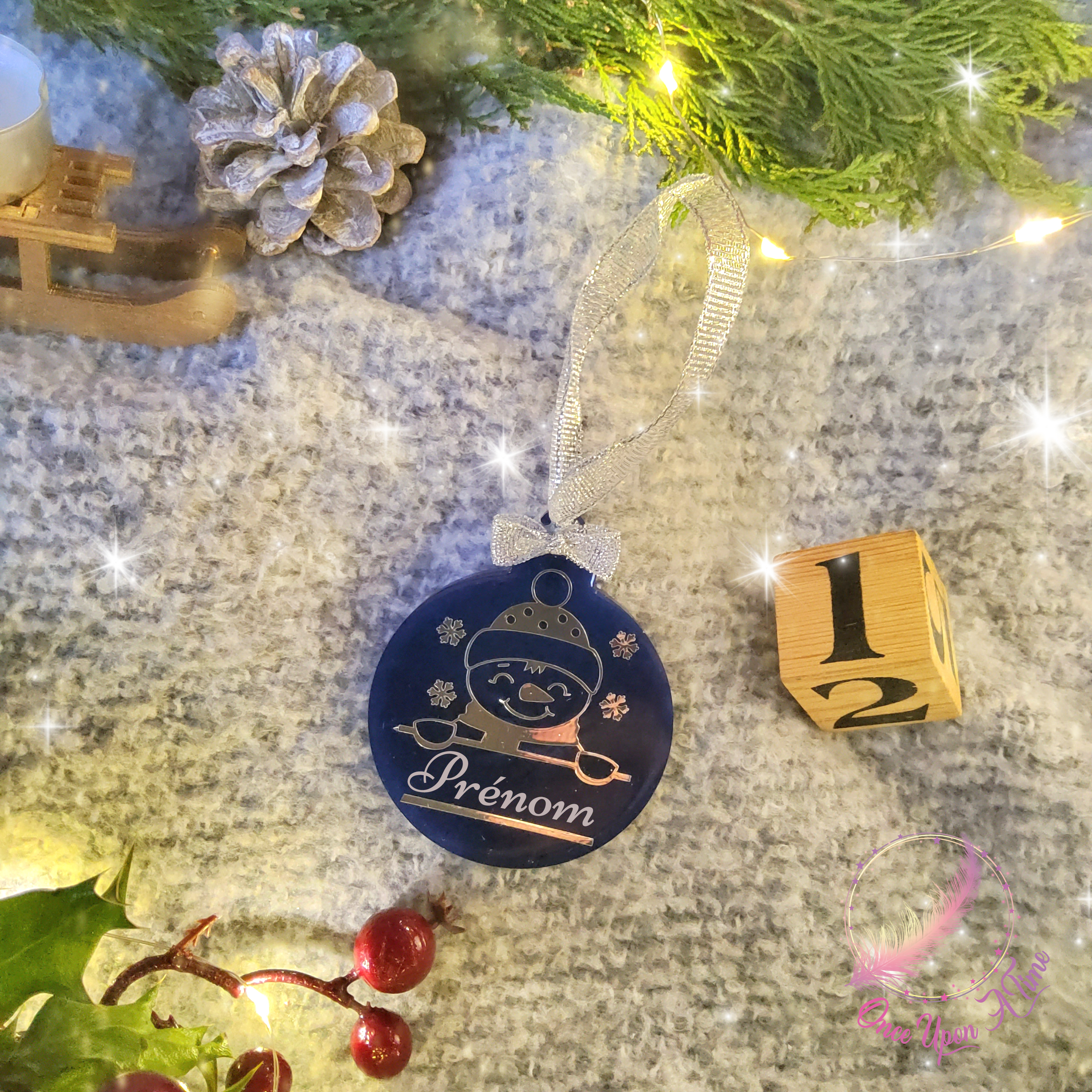 🎄🎅 Boule de Noël plate en résine - Blanc ou vert - Différents modèles 🤶🎄