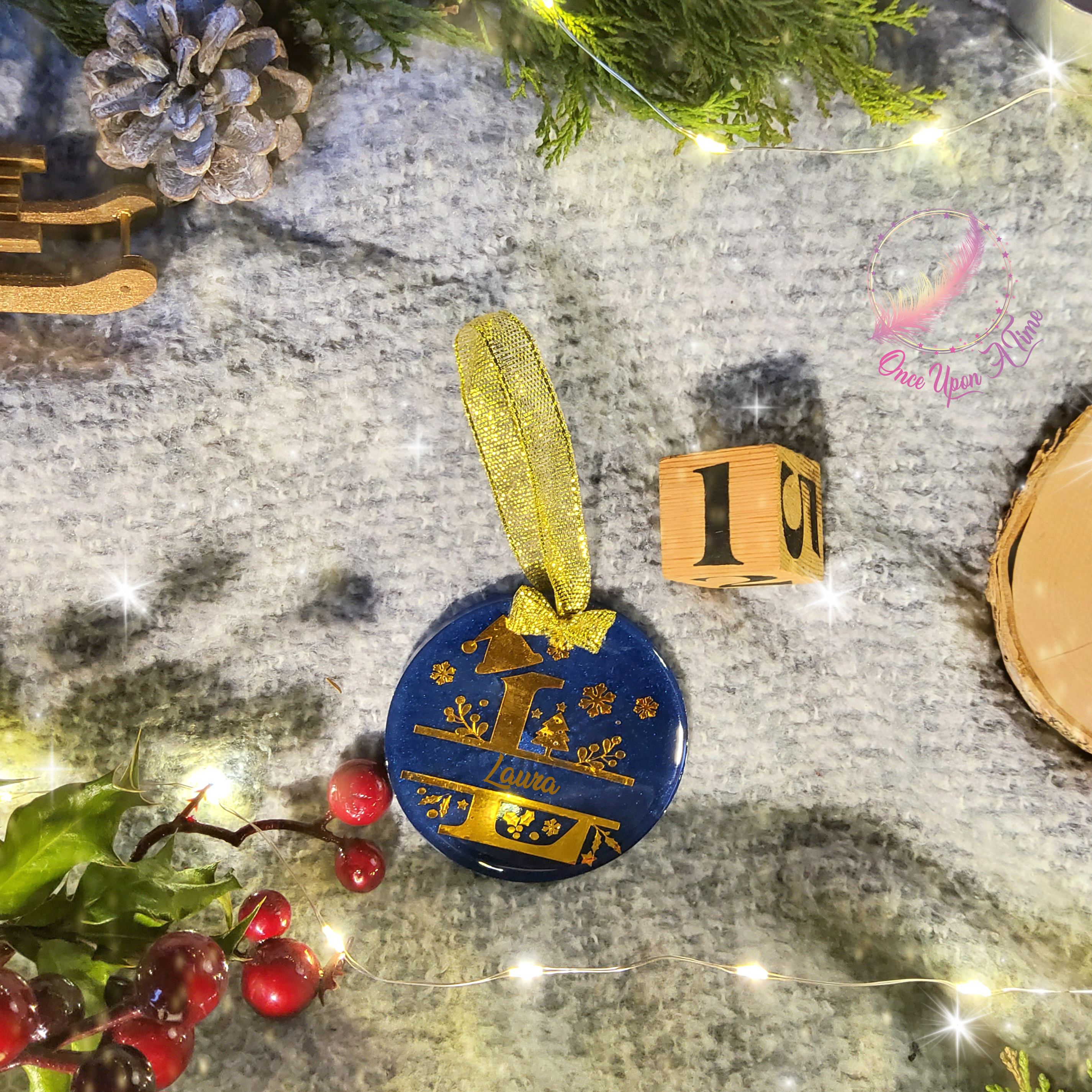 🎄🎅 Boule de Noël plate en résine - Blanc, bleu nuit, vert, rouge - Différents modèles 🤶🎄