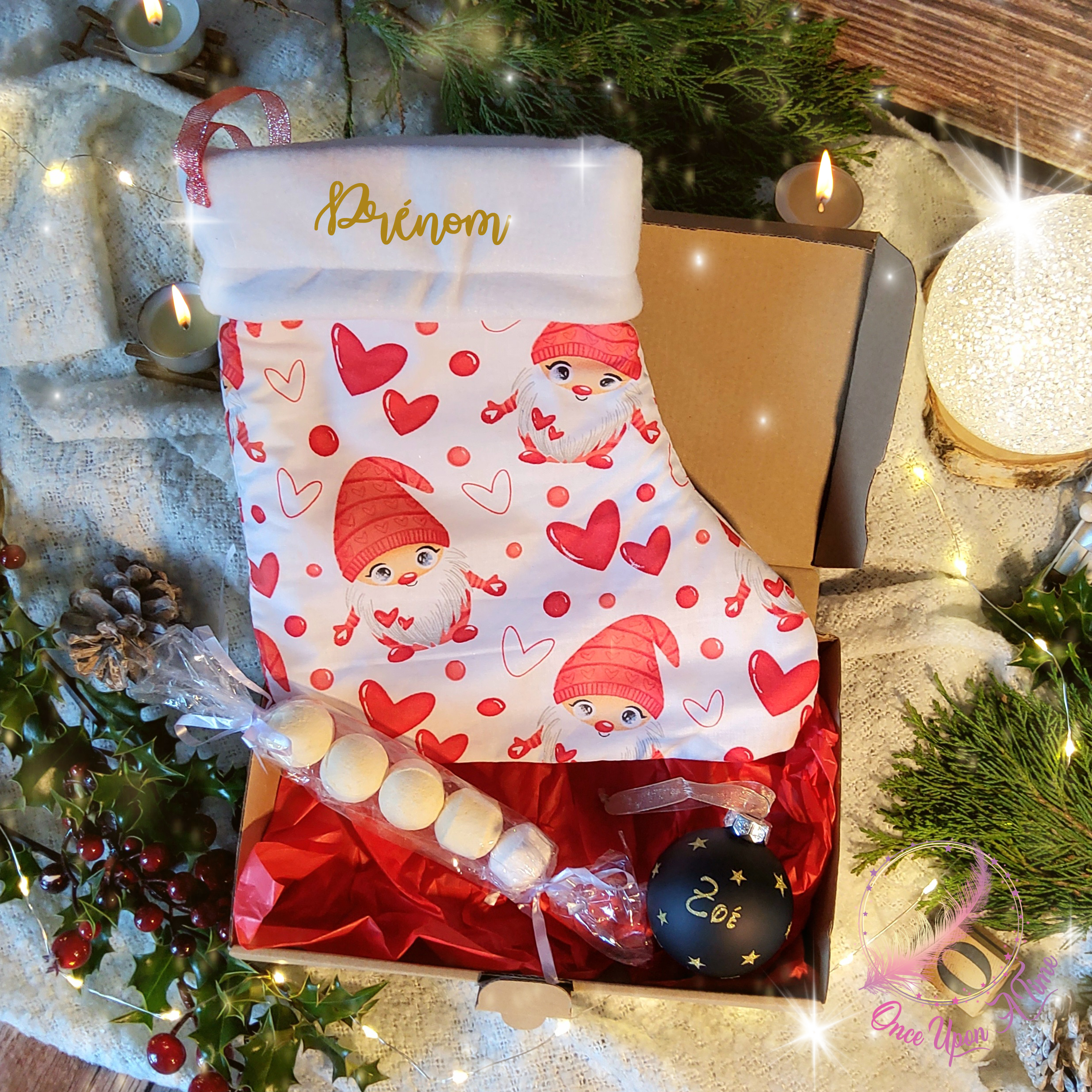 🎄🎅 Coffret - Chaussette de Noël, boule de Noël ronde, 5 minis boules de bain 🤶🎄