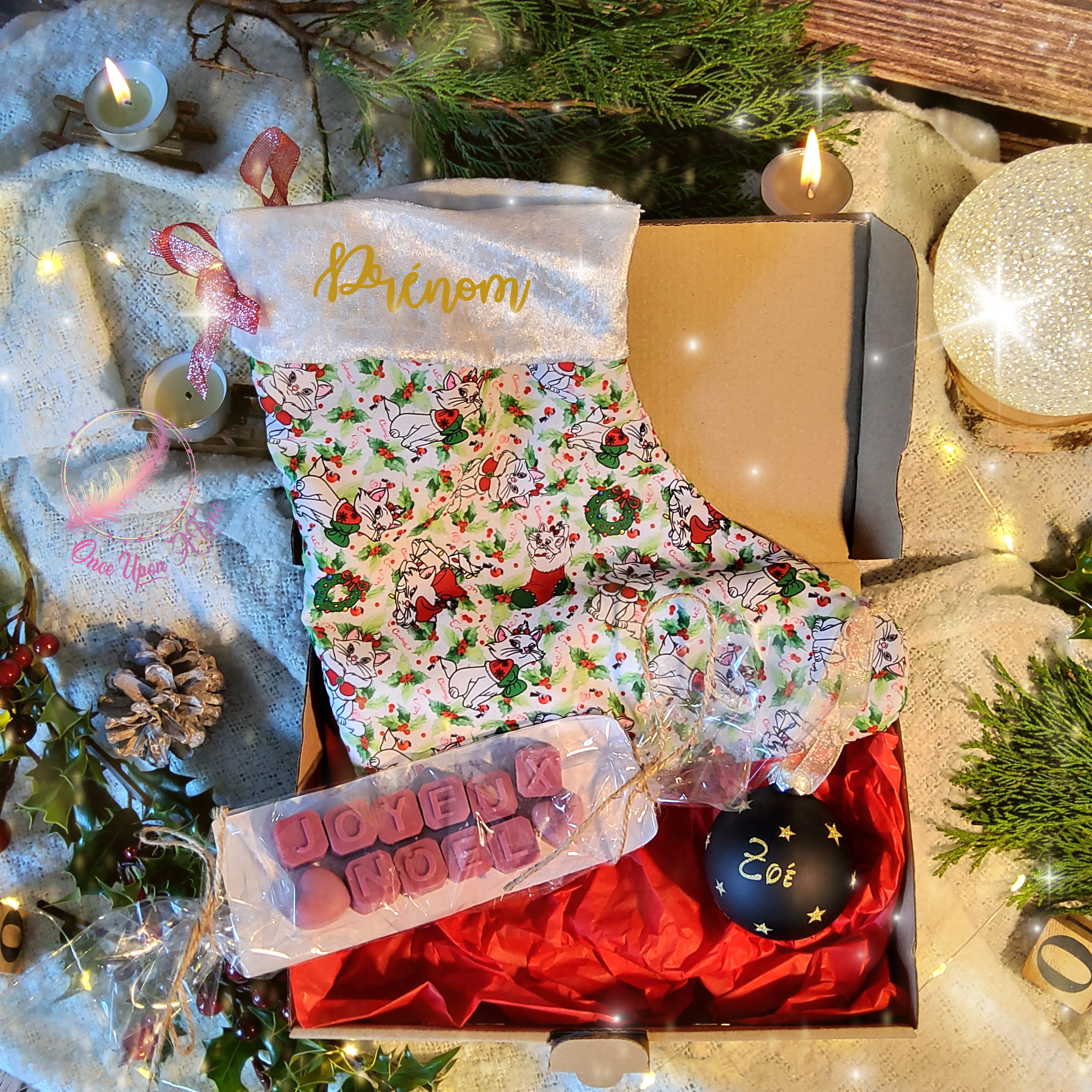🎄🎅 Coffret - Chaussette de Noël, boule de Noël ronde, fondants parfumés "Joyeux Noël" 🤶🎄