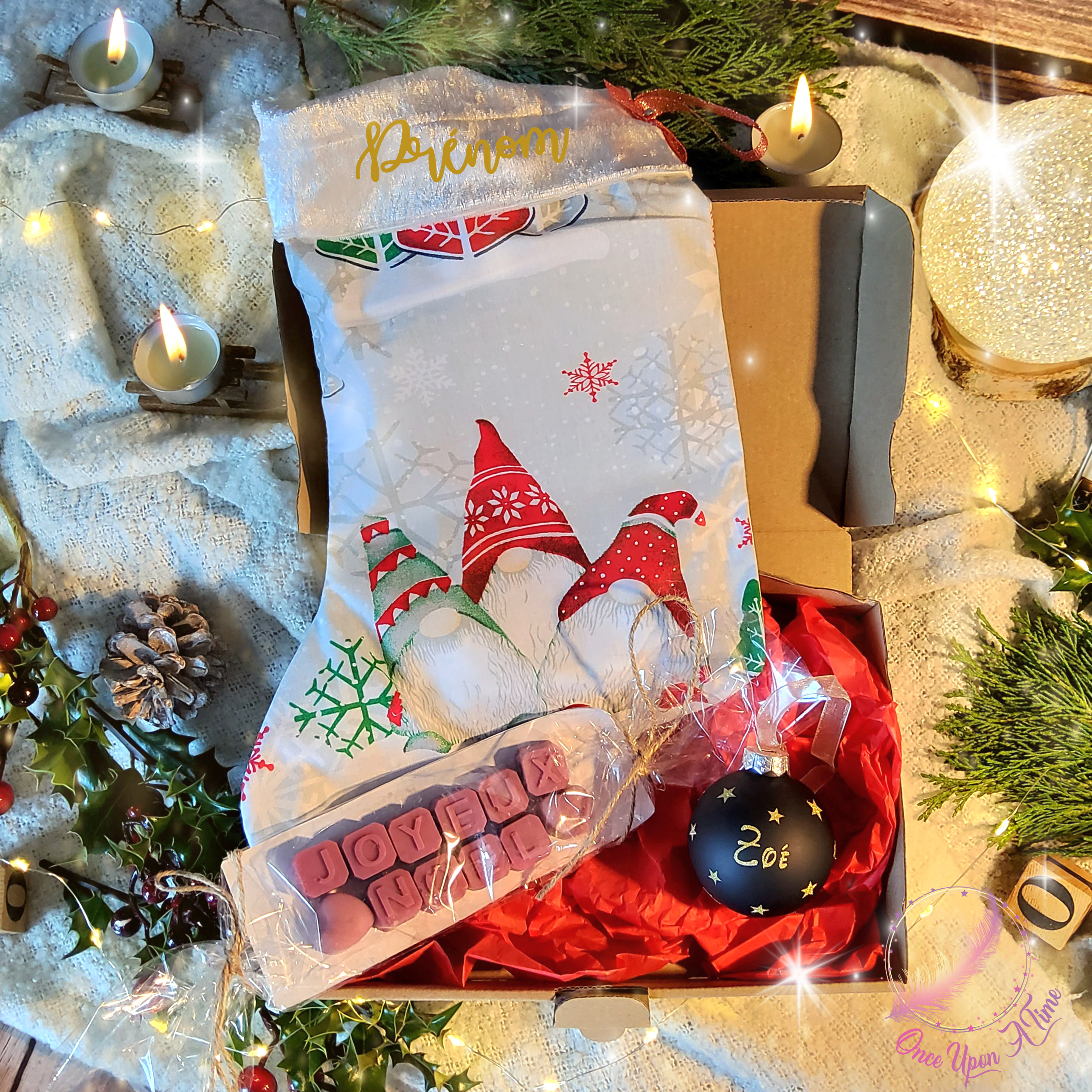 🎄🎅 Coffret - Chaussette de Noël, boule de Noël ronde, fondants parfumés "Joyeux Noël" 🤶🎄