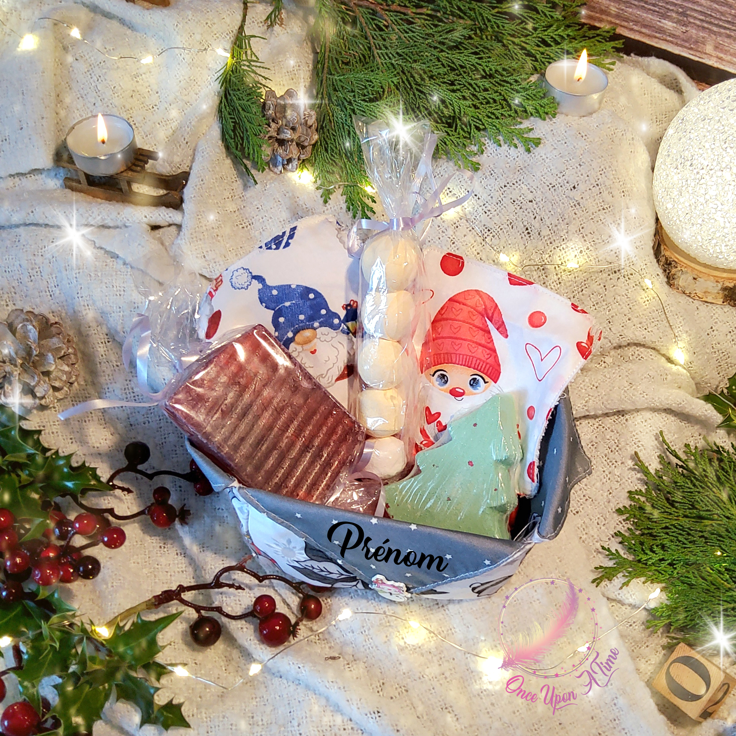 🎄🎅 Panière "bien-être" - 1 panière, 2 lingettes démaquillantes, 1 tranche de savon, 5 boules de bain, 1 bombe de bain🤶🎄