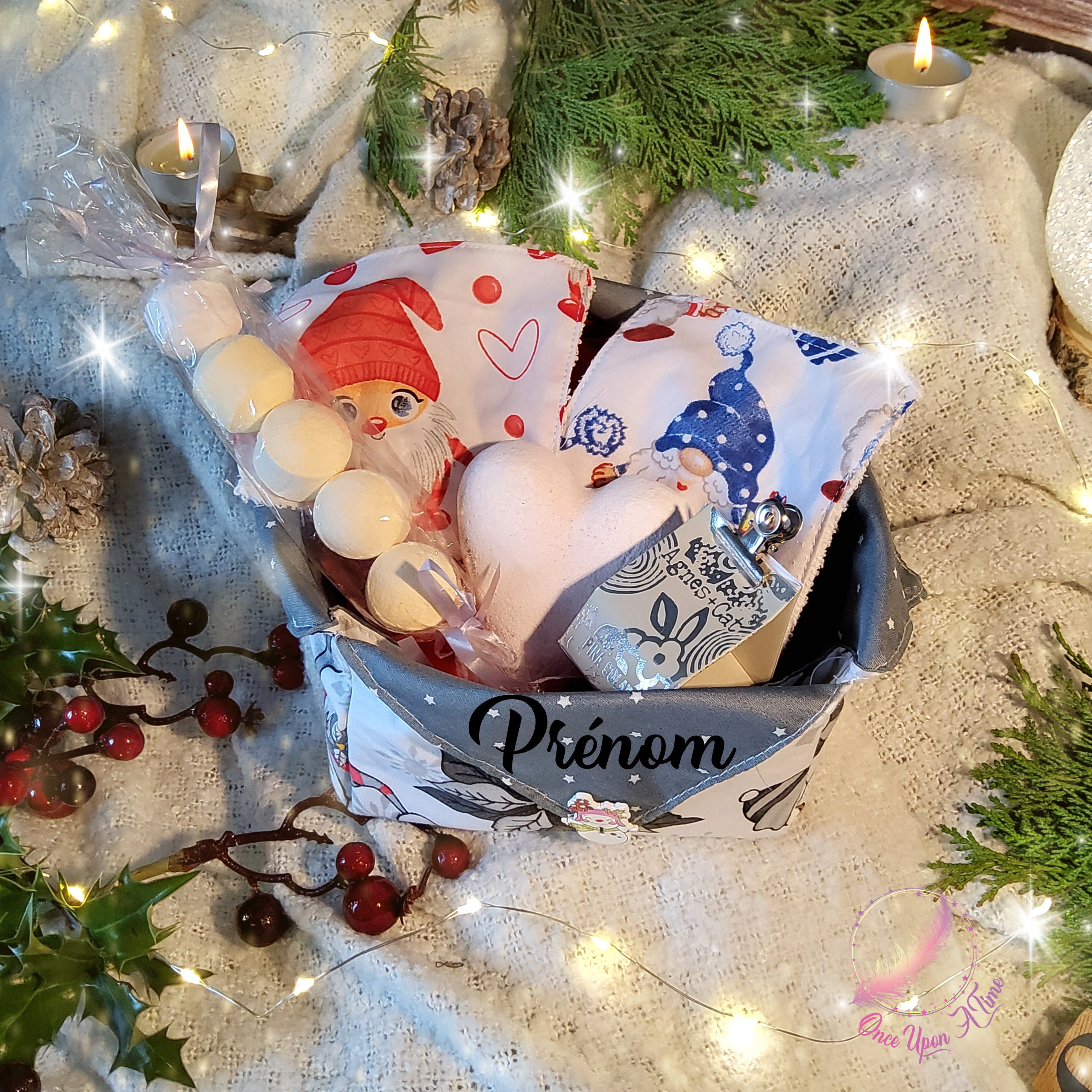 🎄🎅 Panière "bien-être" - 1 panière, 2 lingettes démaquillantes, 1 coeur de bain, 5 boules de bain, 1 baume à lèvres 🤶🎄