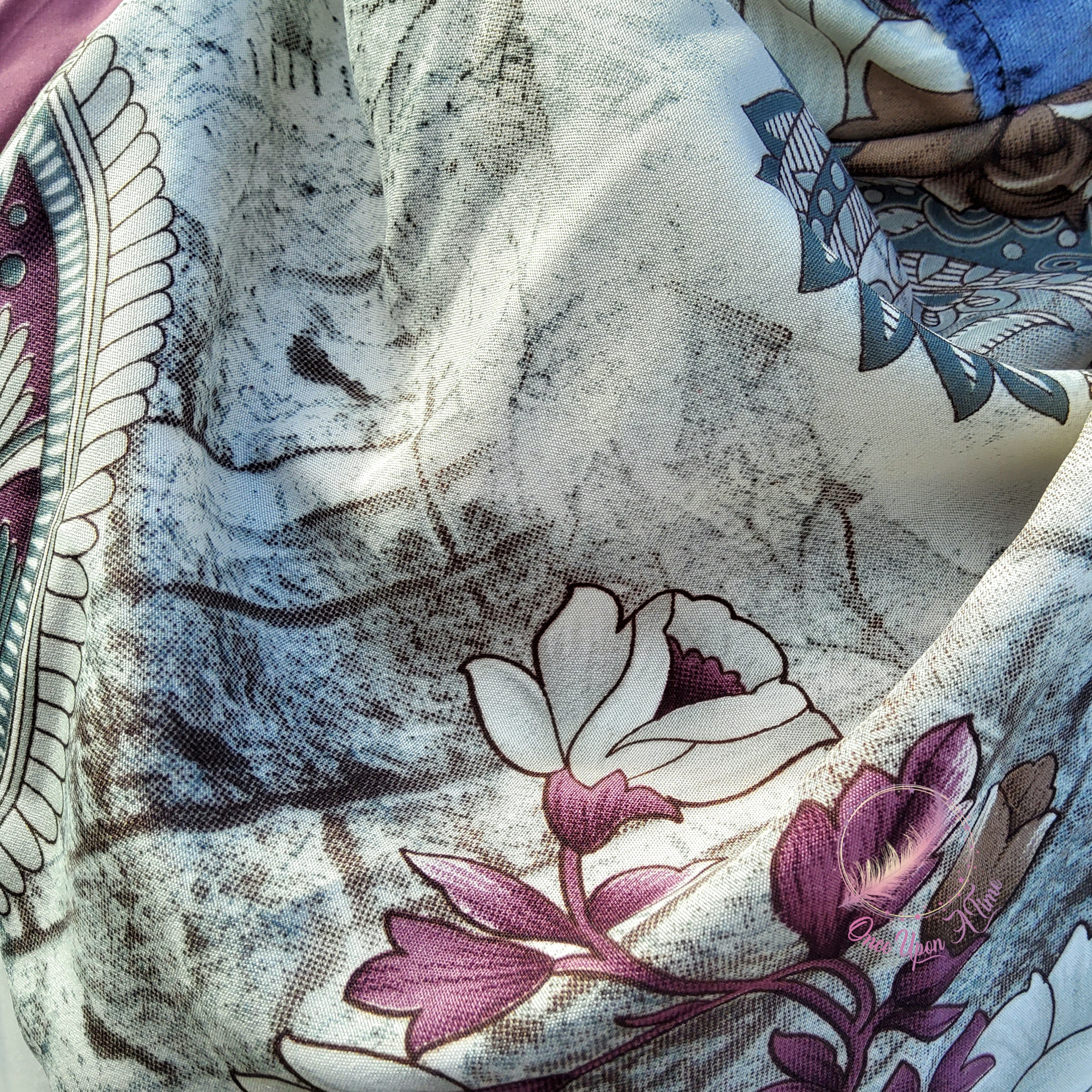 ❄️🍂 Foulard / Chèche femme et adolescent - Fleurs d'automne - Modèle Romy 🍂❄️