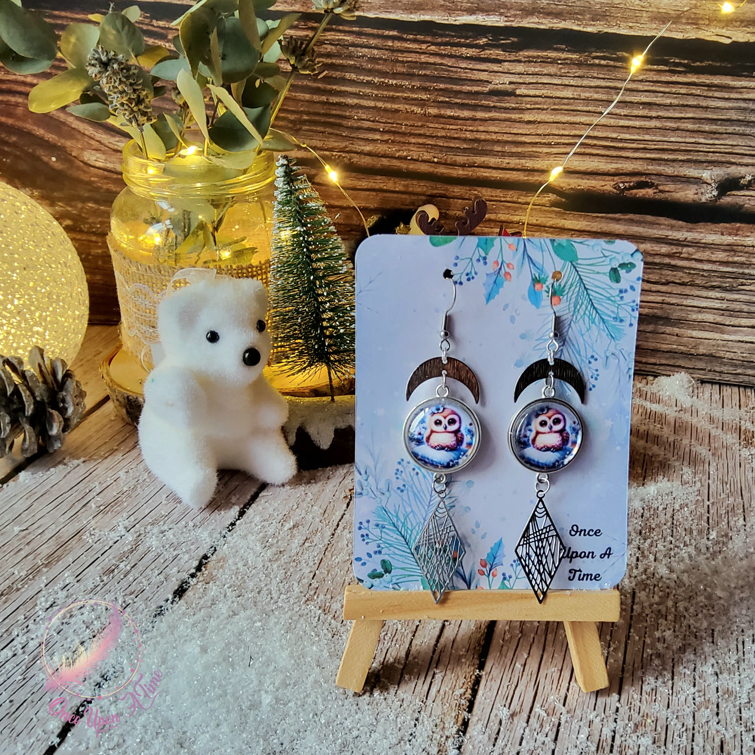 💕 Boucles d'oreilles - Chouettes et losanges - Modèle 1 💕