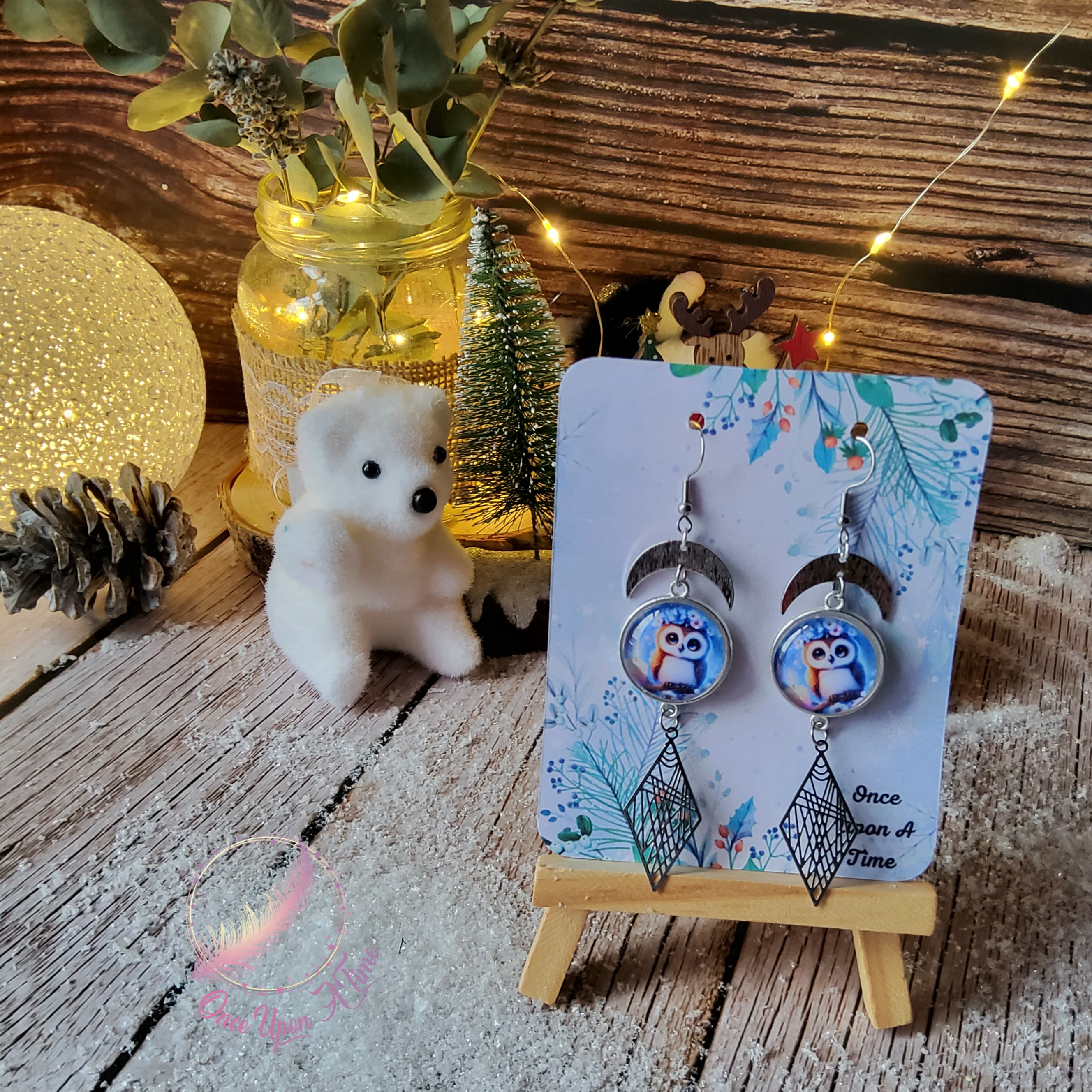 💕 Boucles d'oreilles - Chouettes et losanges - Modèle 2 💕