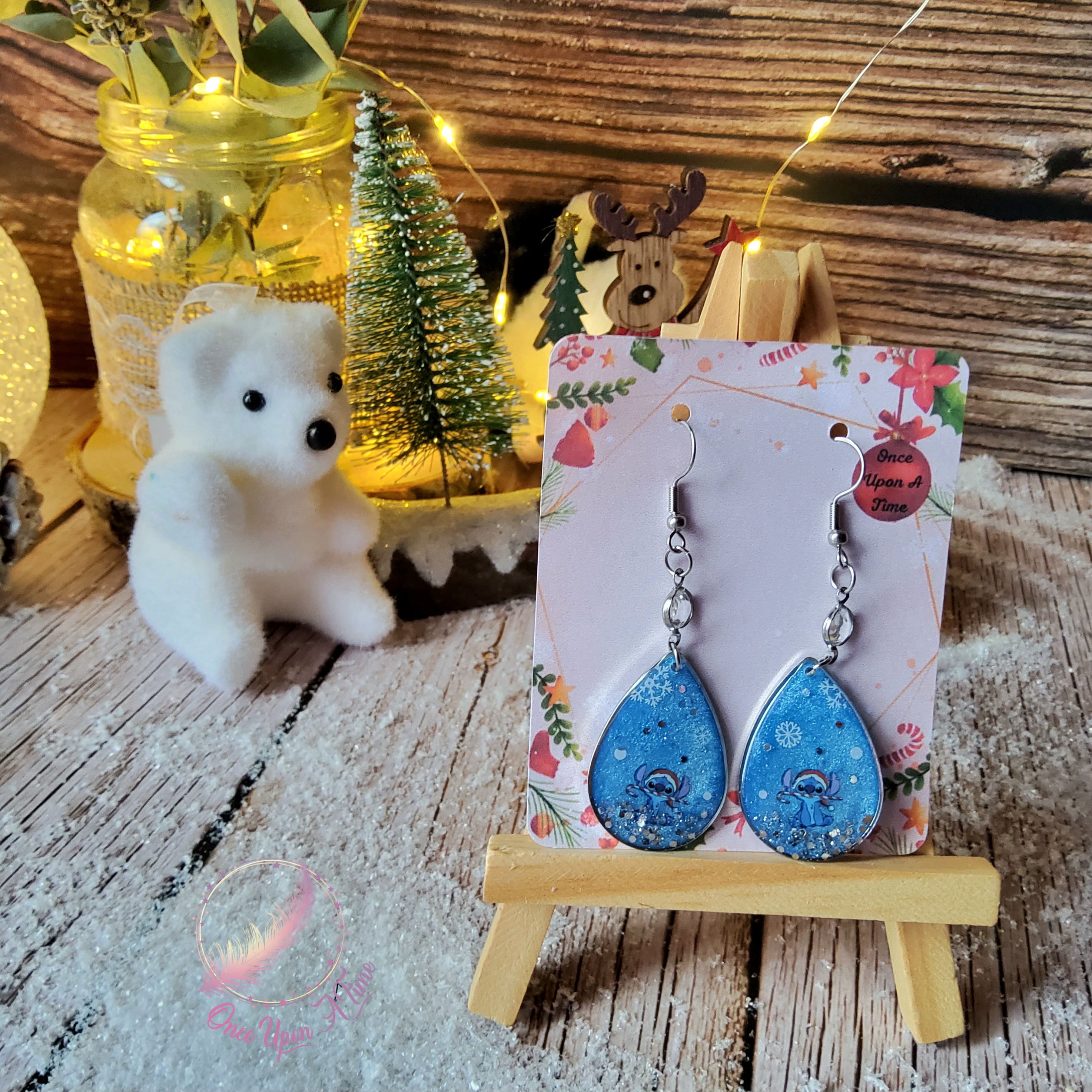 🎅🎄 Boucles d'oreilles - Stitch fête Noël 🎄🎅