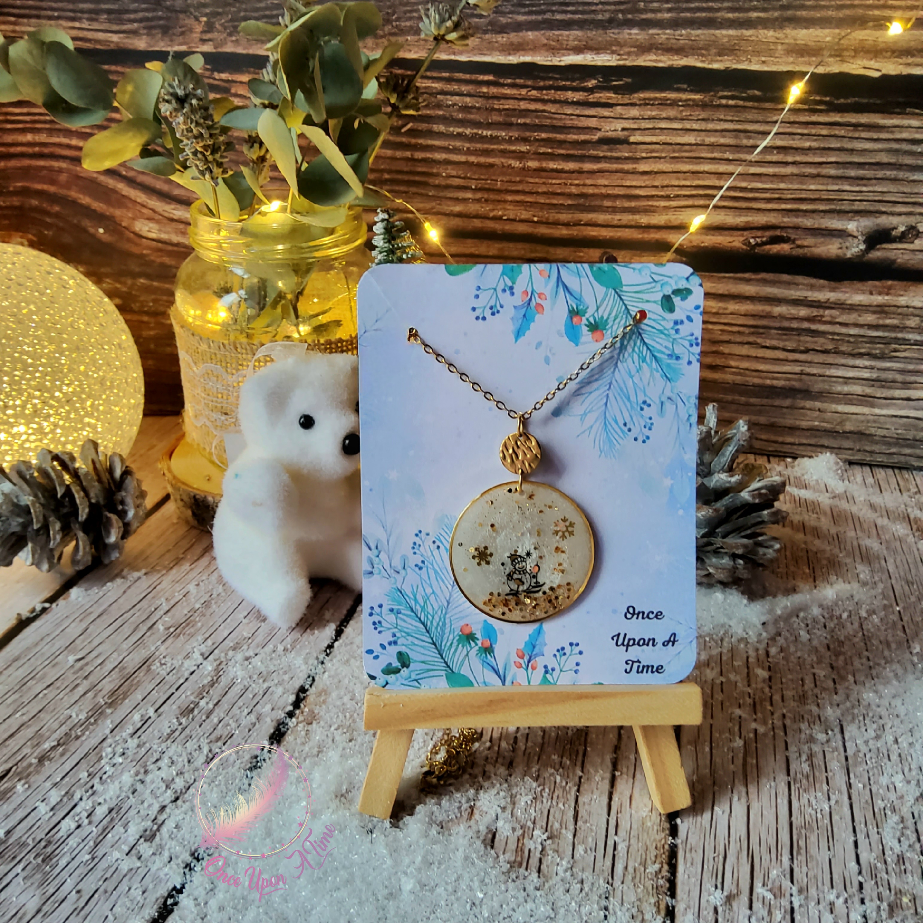 🎅🎄 Collier - Bonhomme de neige - Blanc 🎄🎅