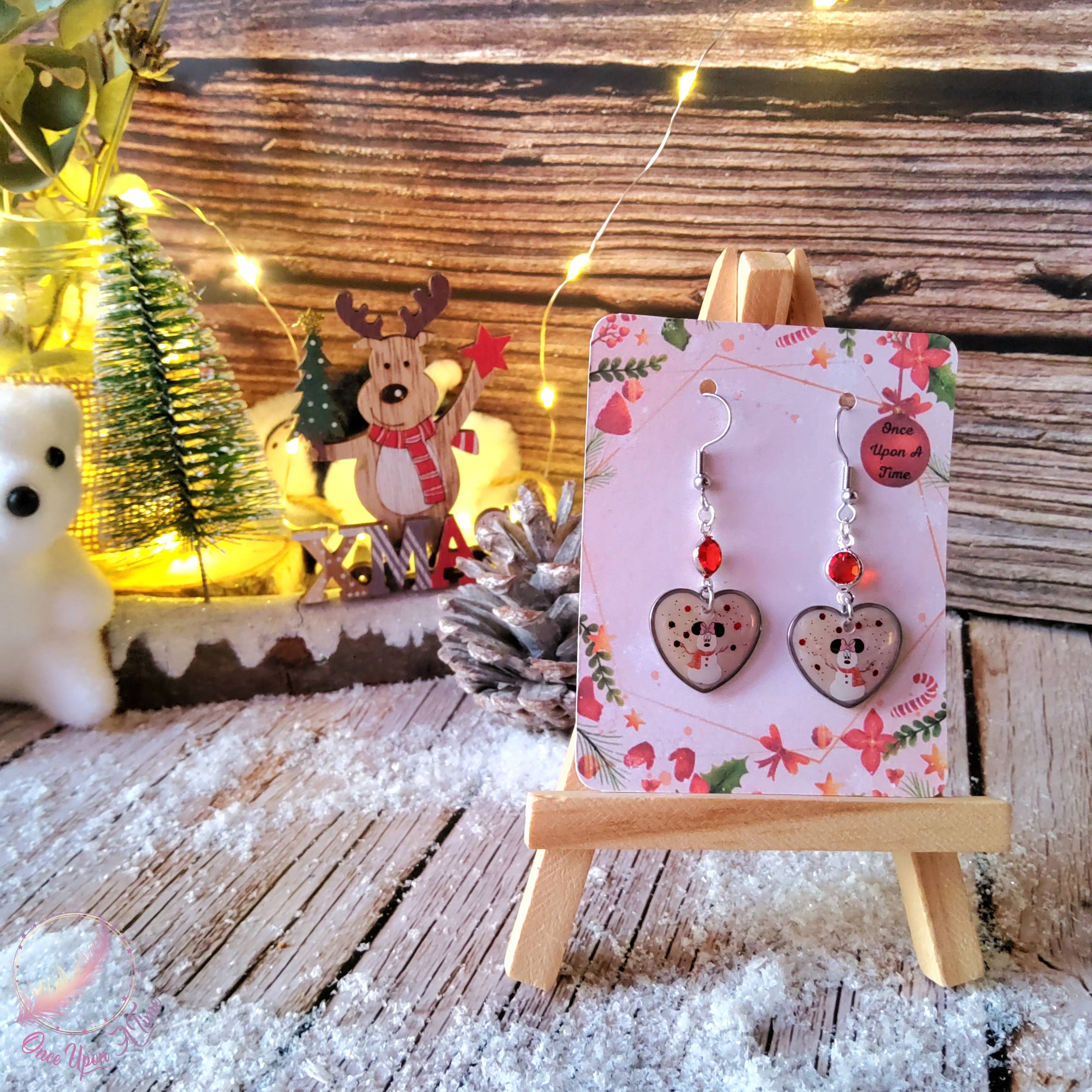 🎅🎄 Boucles d'oreilles - Minnie est un bonhomme de neige🎄🎅