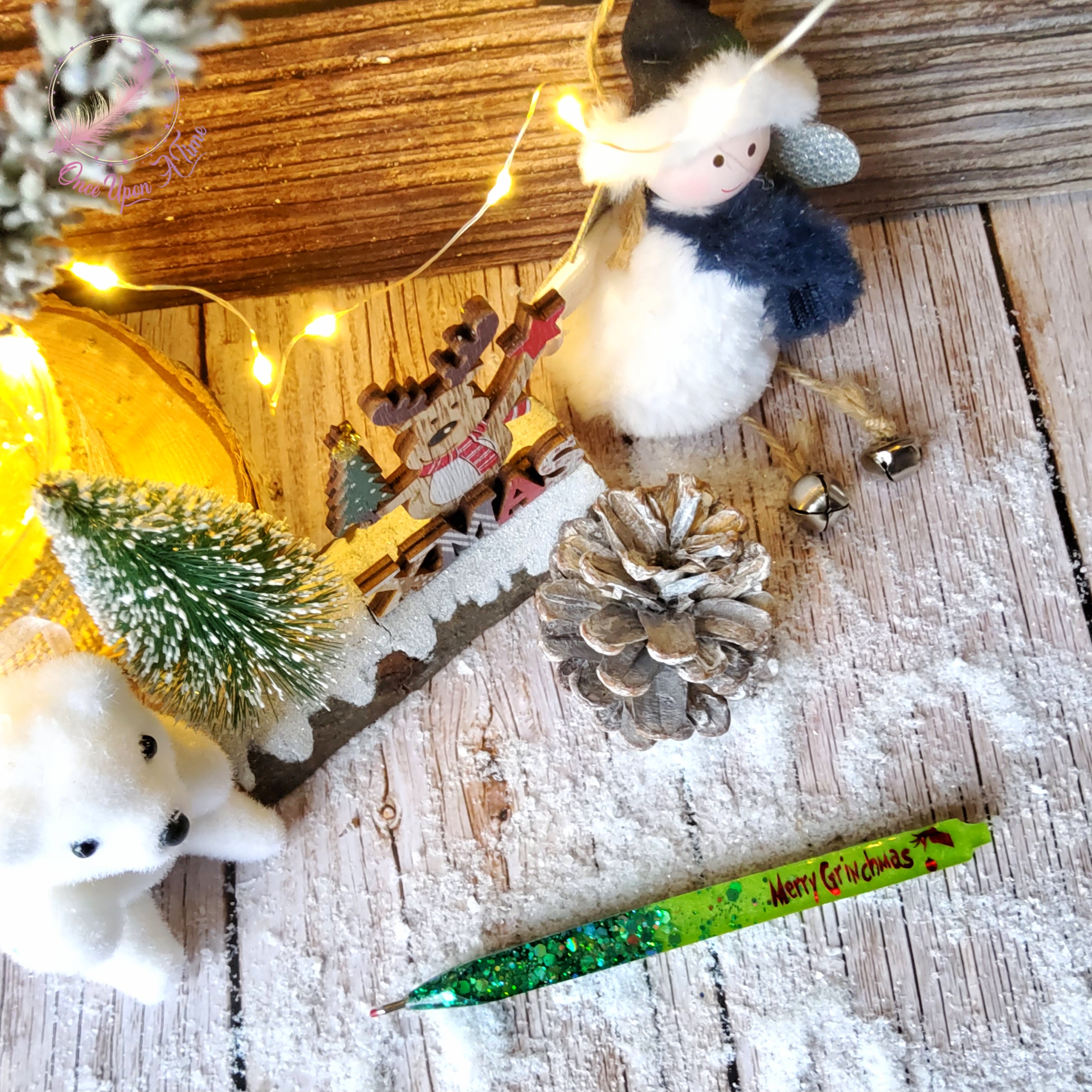 🎄🎅 Coffret cadeau de Noël - Boule de Noël personnalisée, to do list, bic et pochette à livre - Grinch 🤶🎄