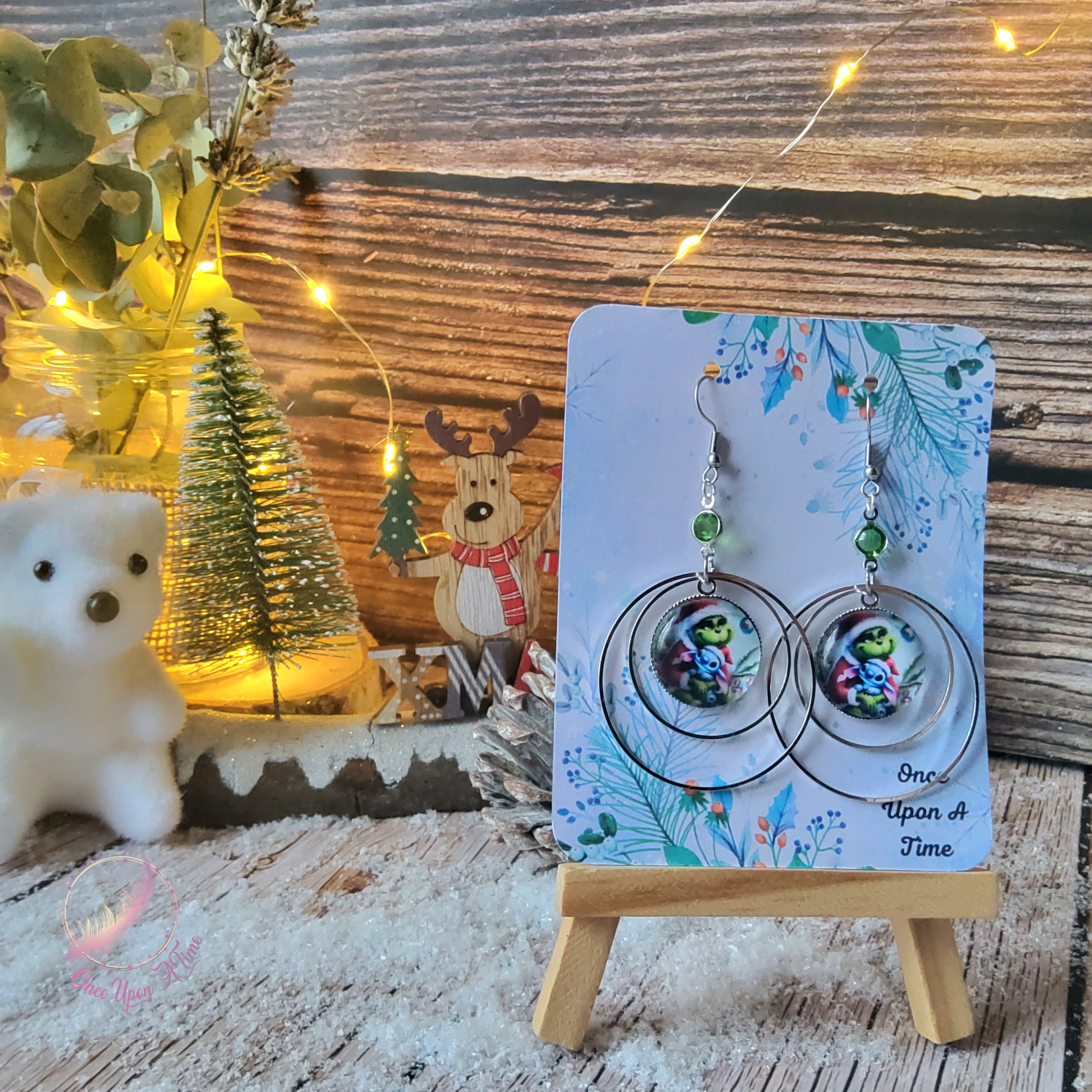 💕☃️ Boucles d'oreilles - Stitch et le Grinch ☃️💕