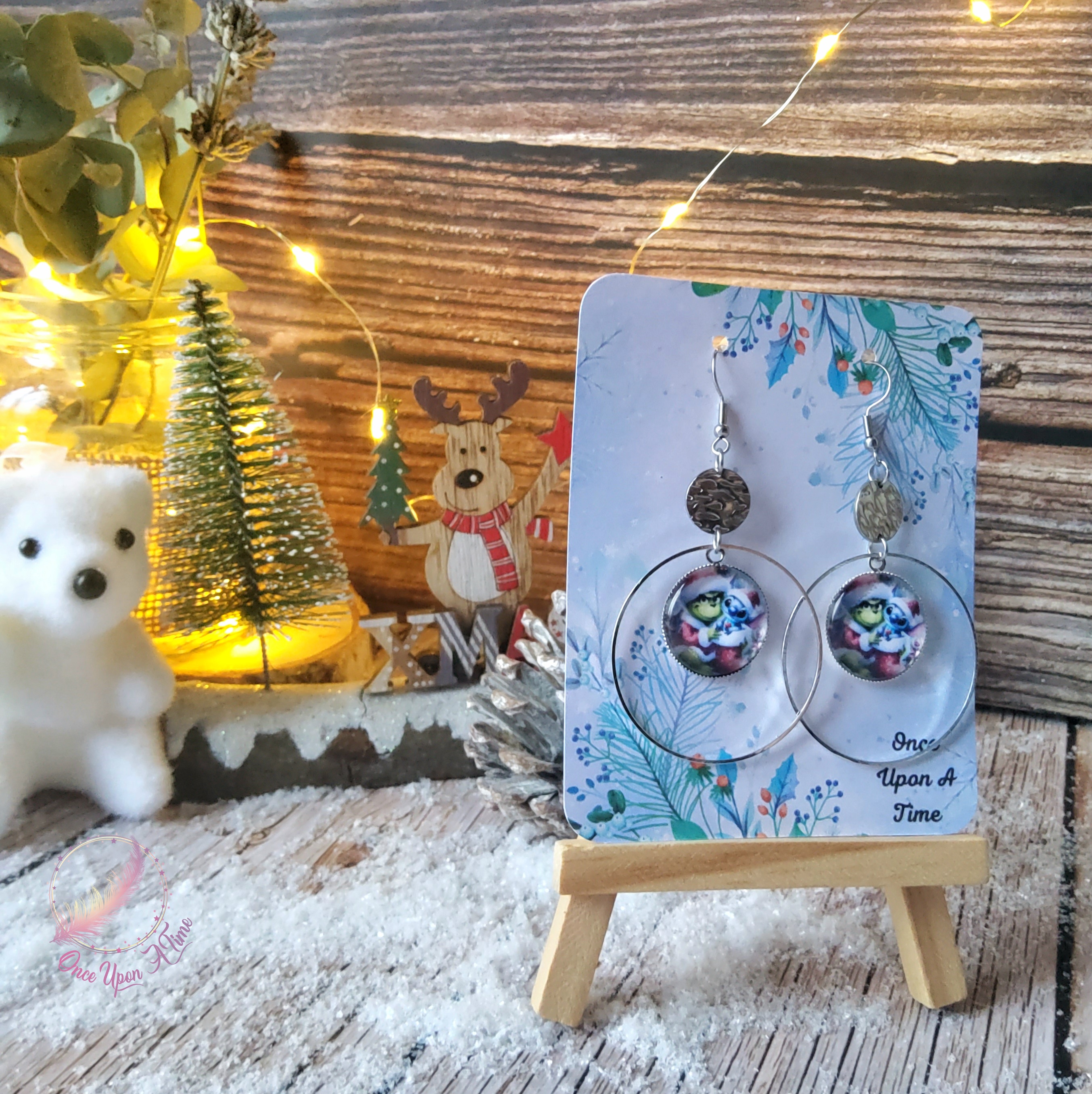 💕☃️ Boucles d'oreilles - Stitch et le Grinch ☃️💕