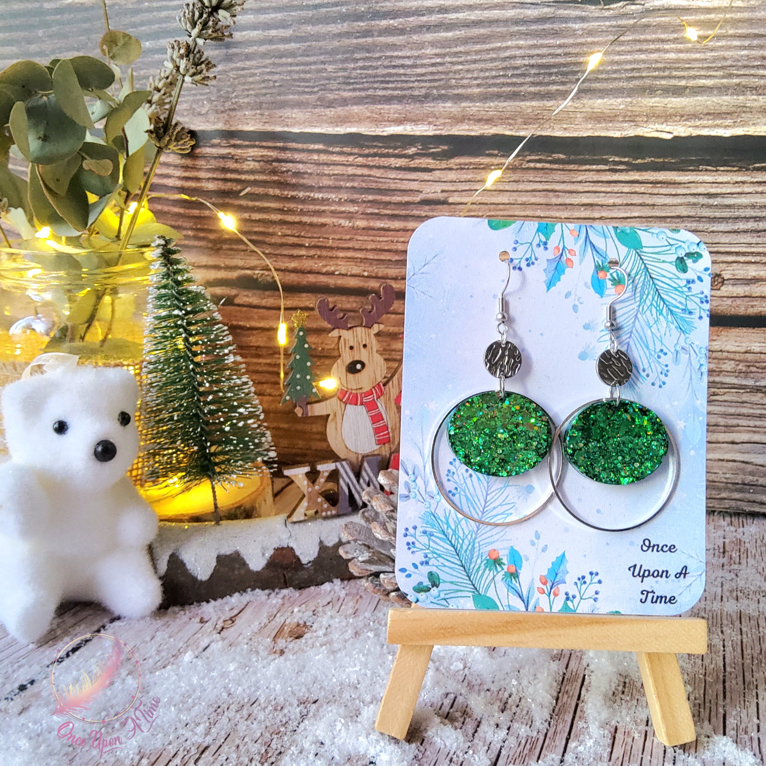 💕 Boucles d'oreilles rondes - Vertes, noires OU bleues 💕