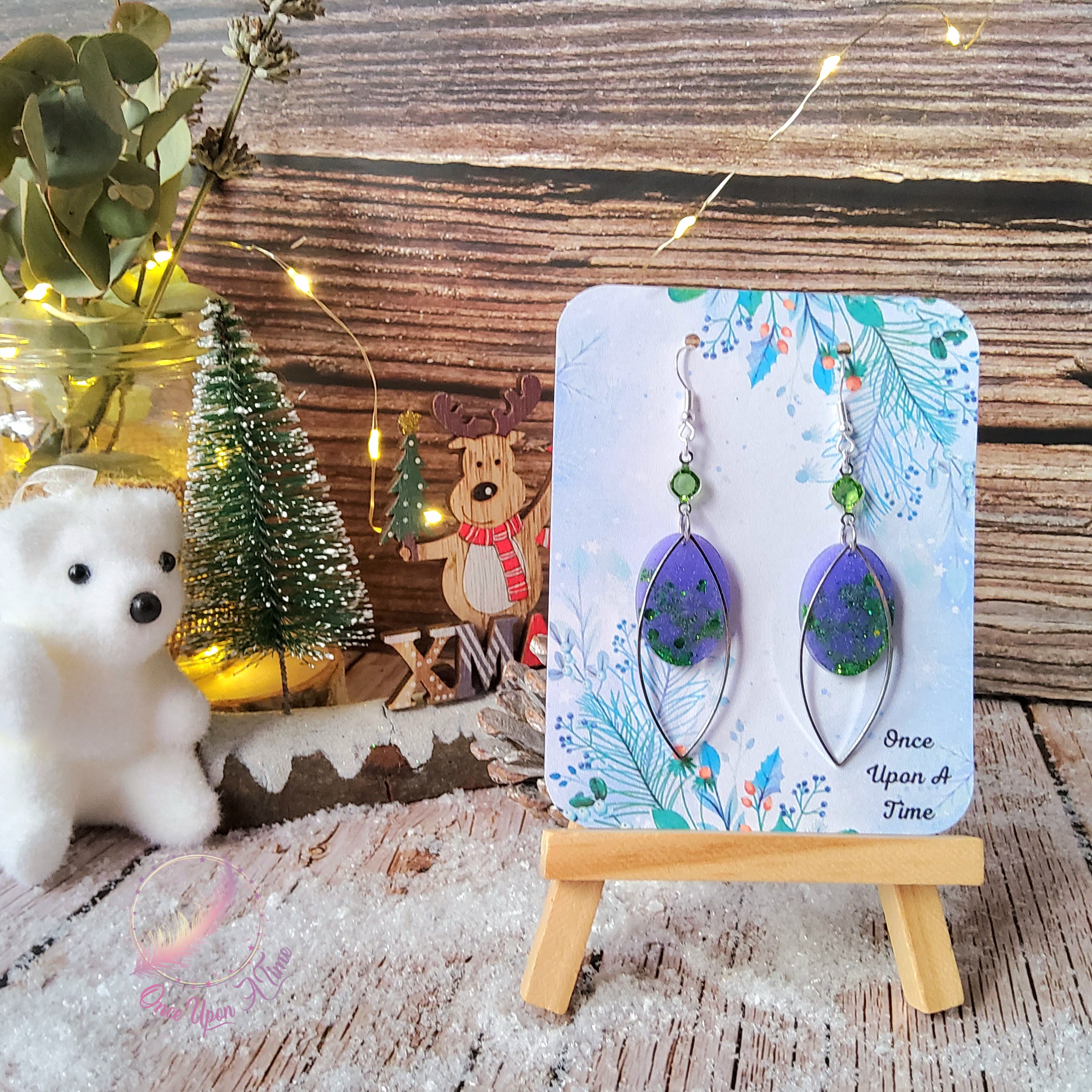💕 Boucles d'oreilles - Vertes & mauves OU noires 💕
