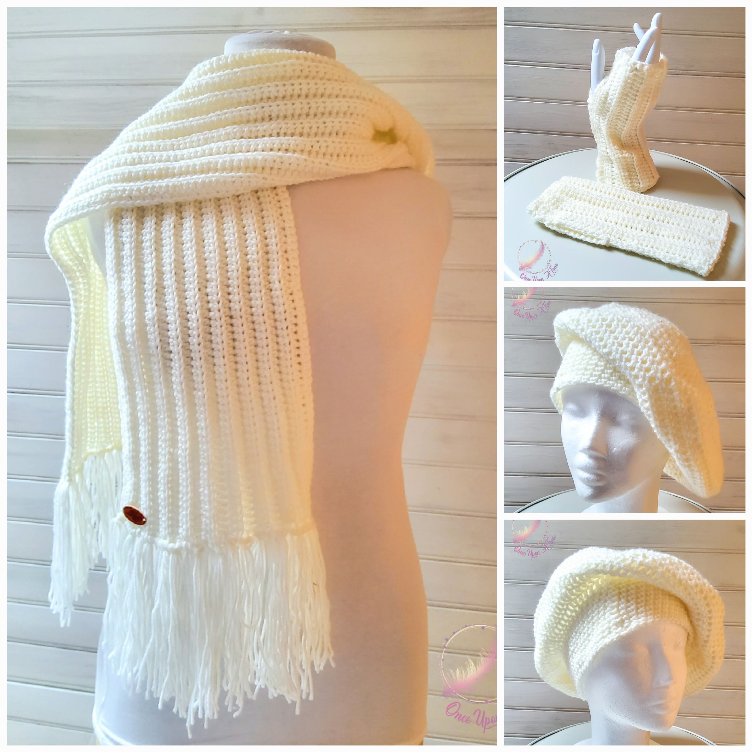 ❄️🍂 Ensemble écharpe, mitaines et bonnet femme - Beige 🍂❄️
