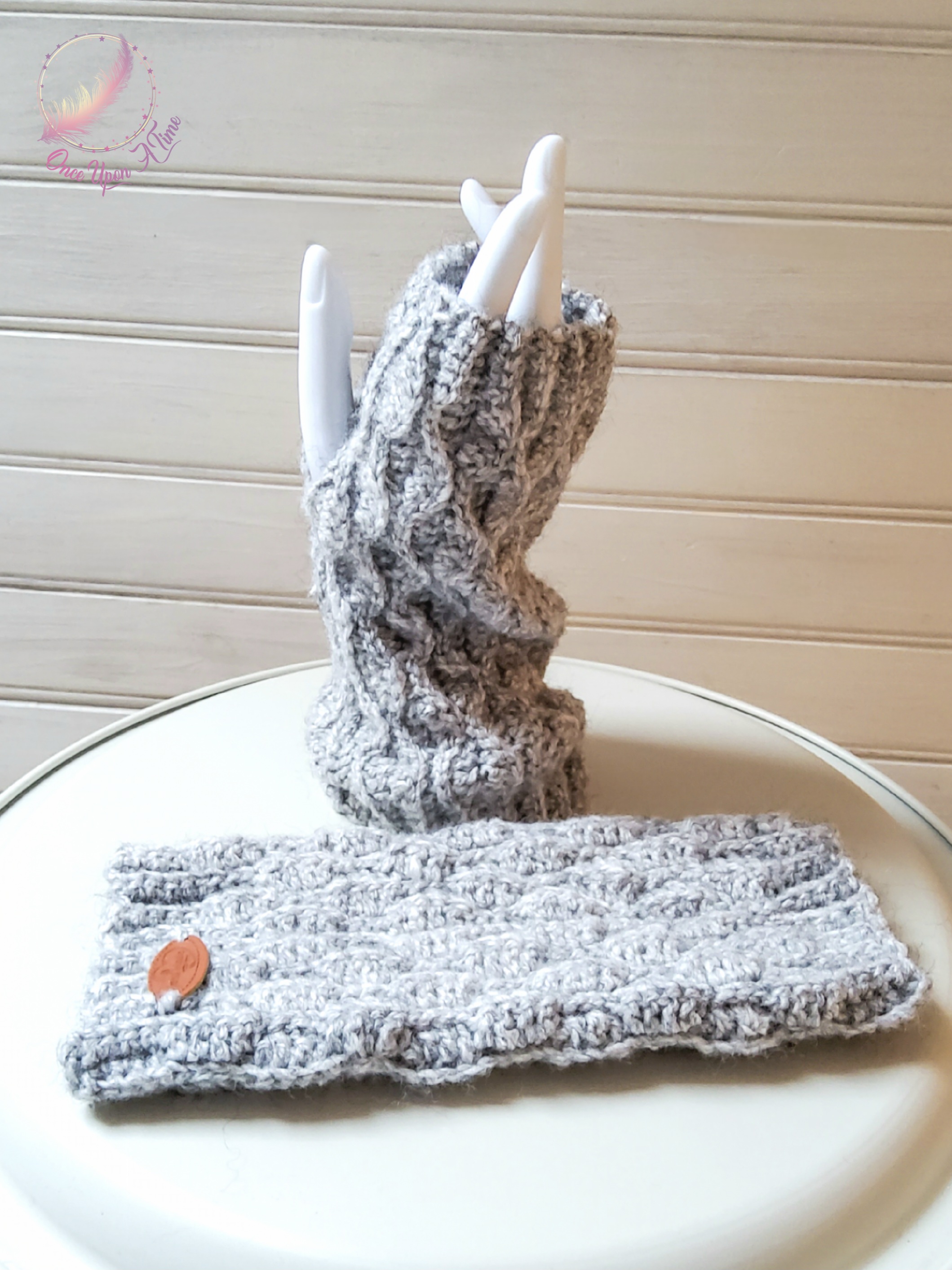 ❄️🍂 Ensemble tour de cou, mitaines et bonnet femme - Gris 🍂❄️