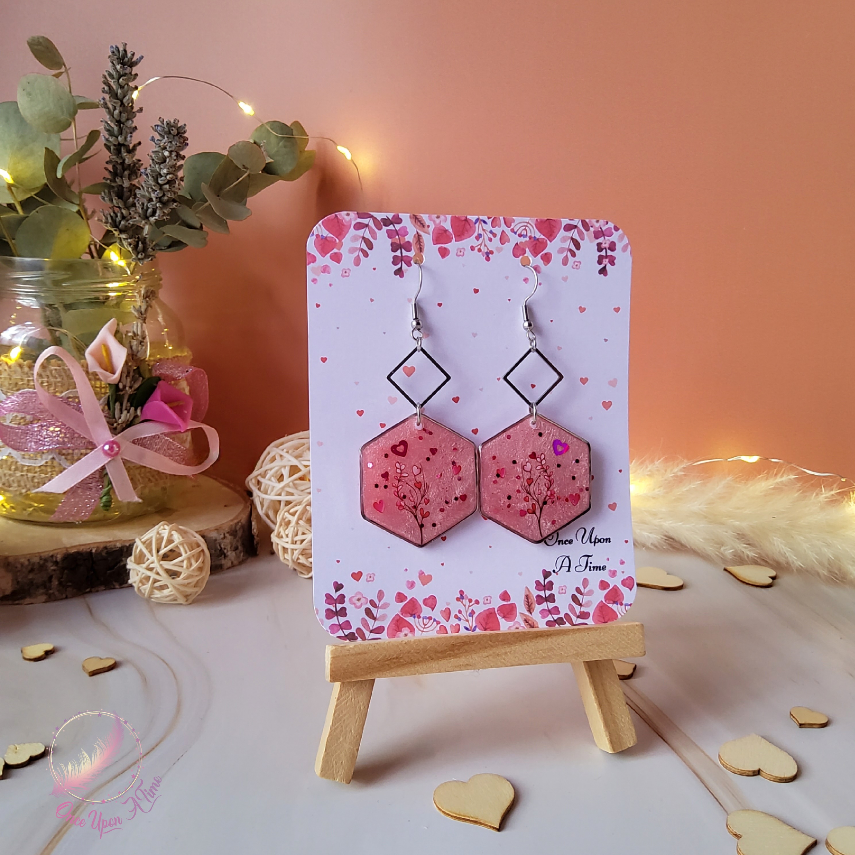 💖 Boucles d'oreilles - Éclats de passion - Gouttes ou hexagones💖