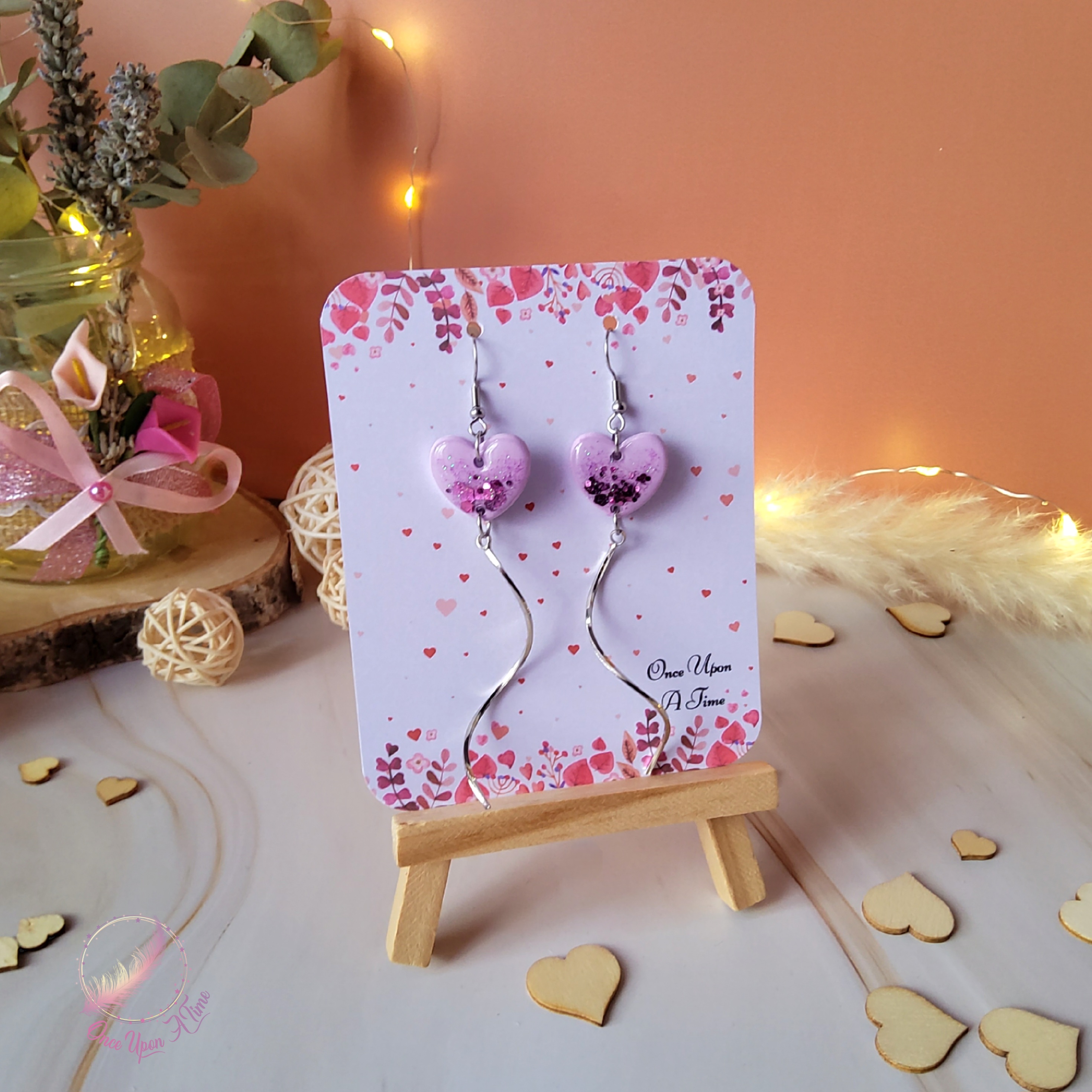 💖 Boucles d'oreilles - Éclats de passion - Rose ou mauve 💖