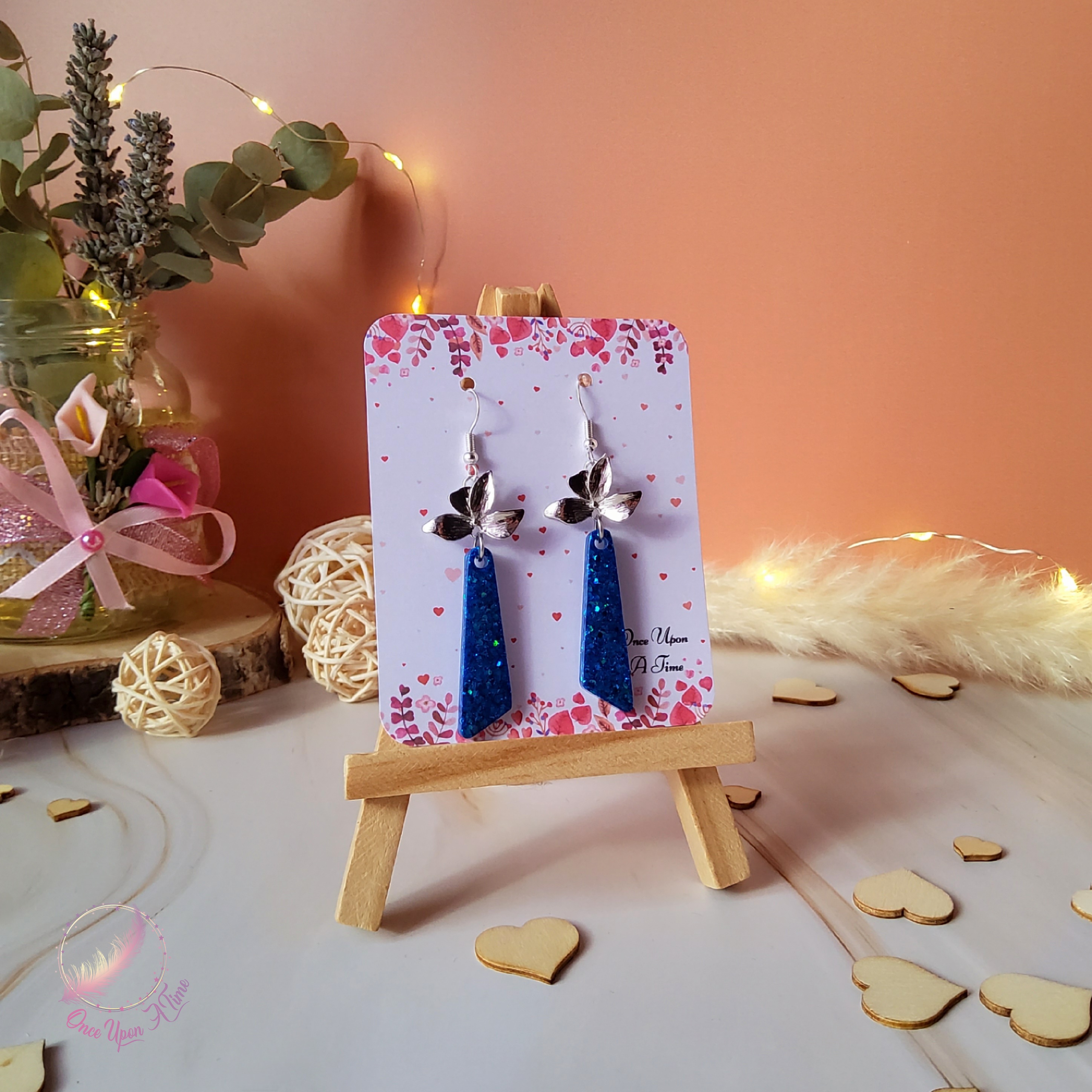 💖 Boucles d'oreilles - Éclats de passion - Bleu ou mauve 💖