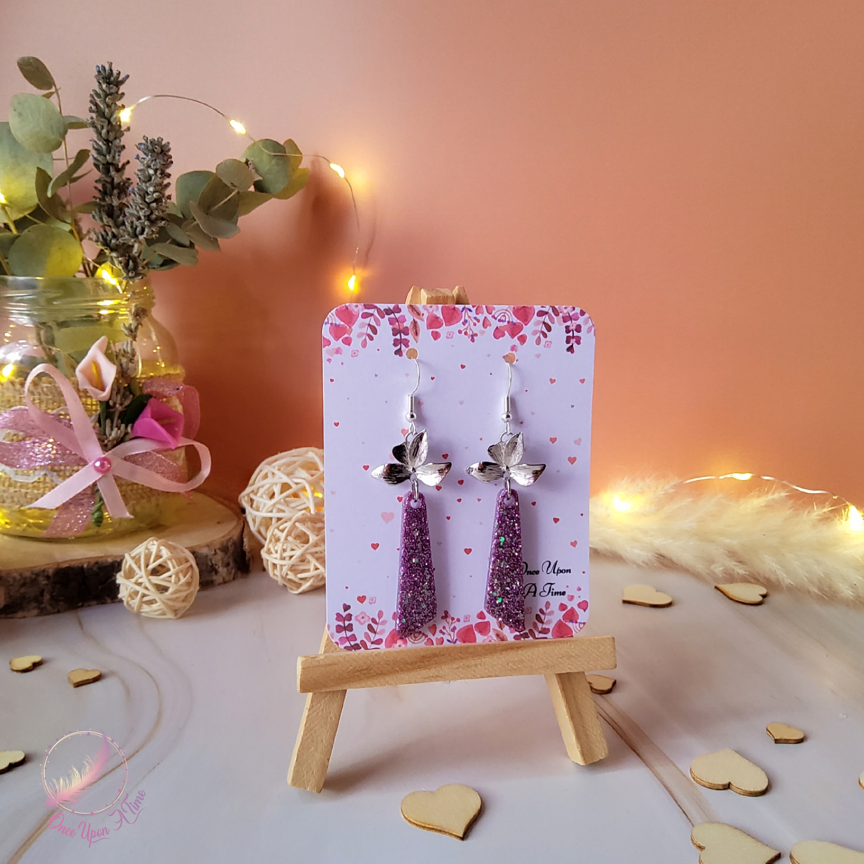 💖 Boucles d'oreilles - Éclats de passion - Bleu ou mauve 💖