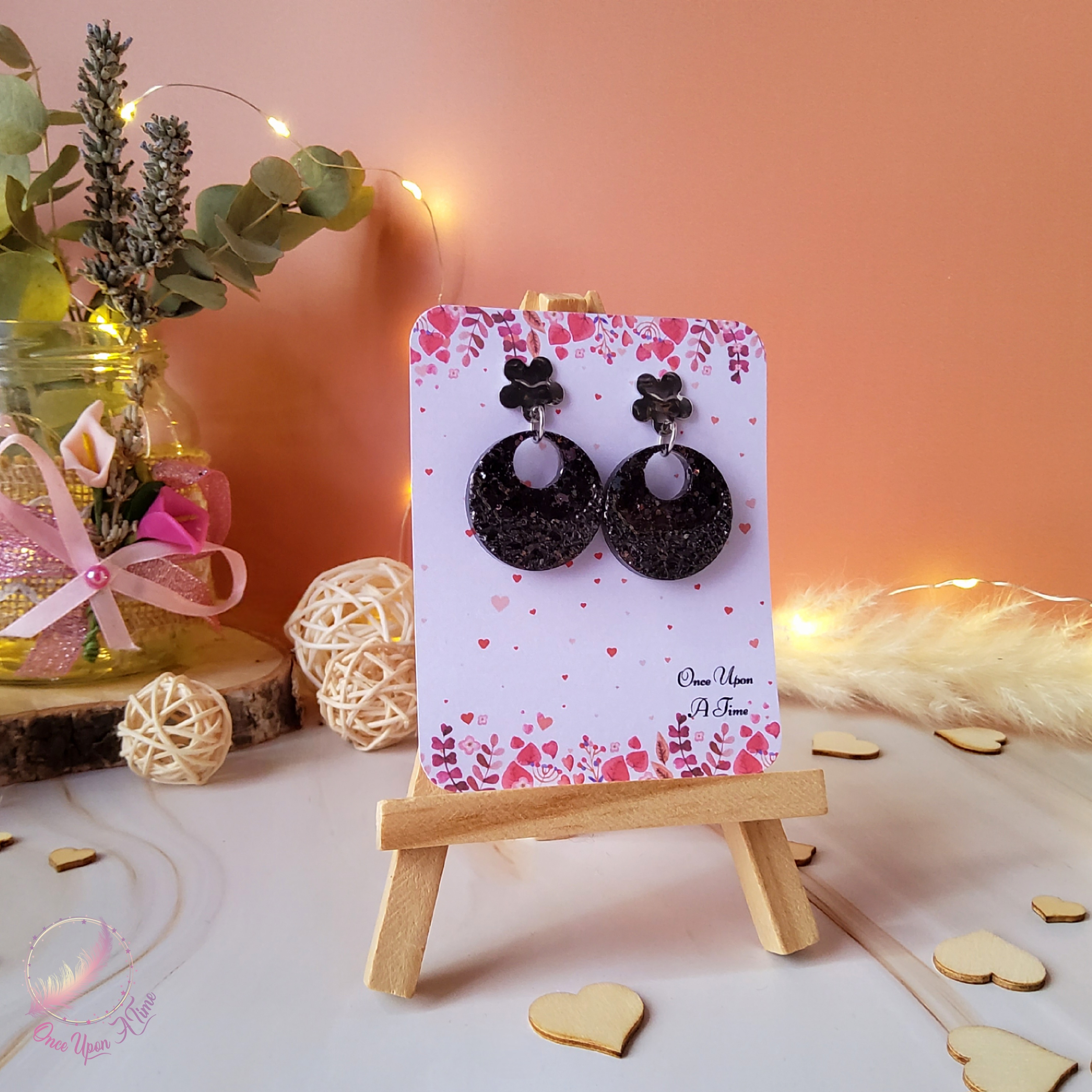 💖 Boucles d'oreilles - Éclats de passion - Noir ou mauve 💖