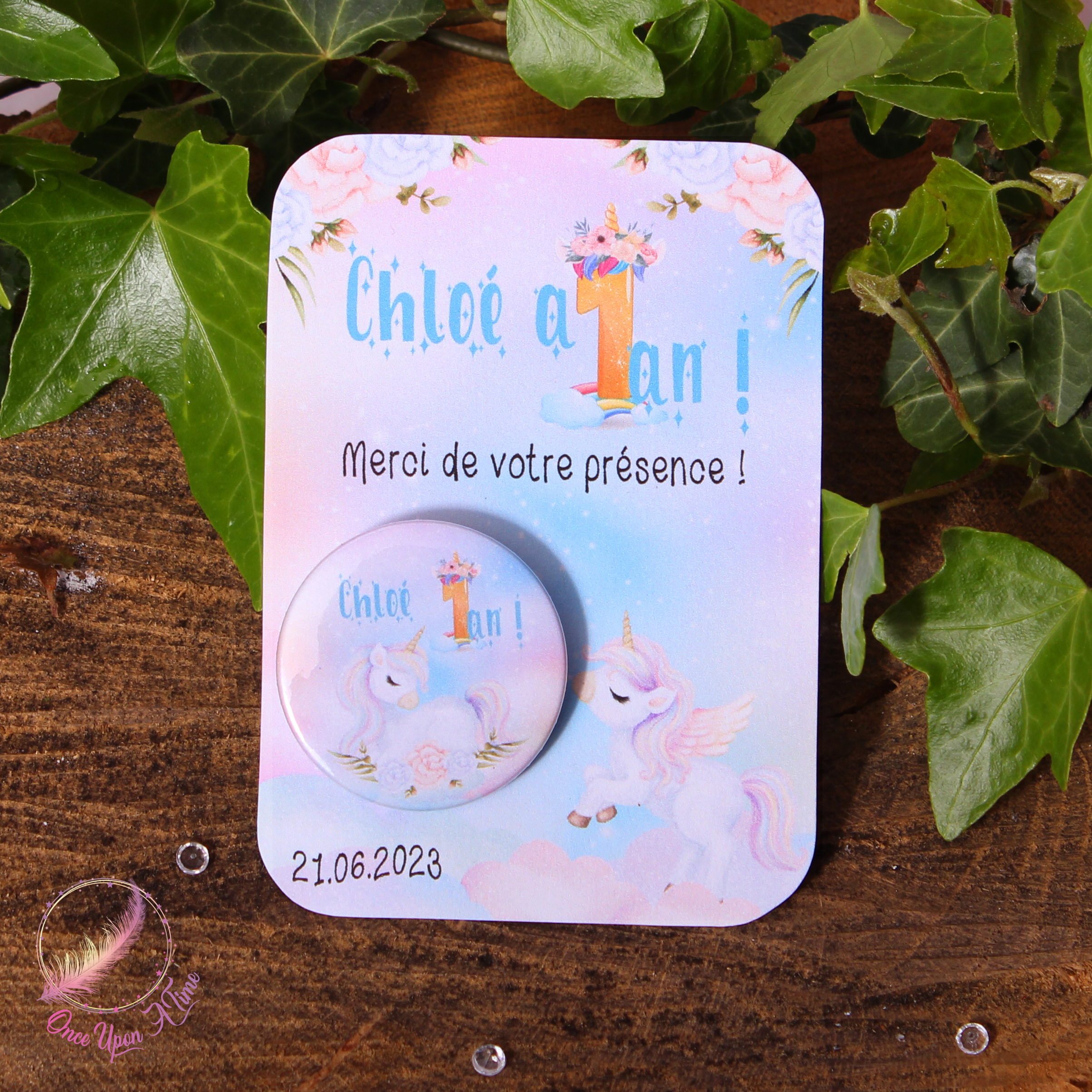 💖 Badge ou magnet - Licorne - Anniversaire 💖