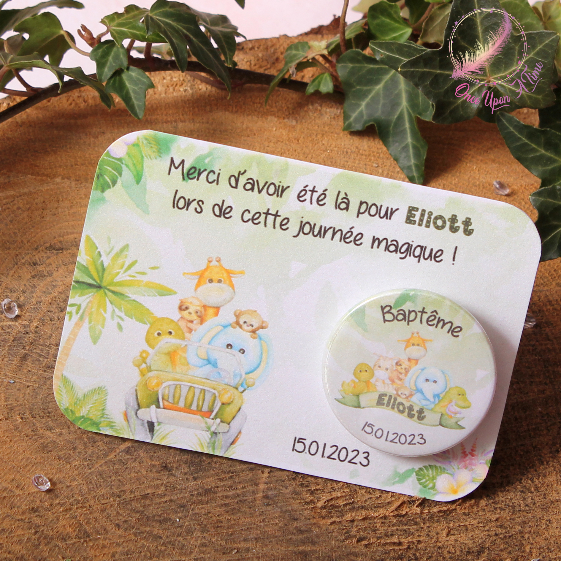 💖 Badge ou magnet - Animaux de la savane - Anniversaire ou baptême 💖