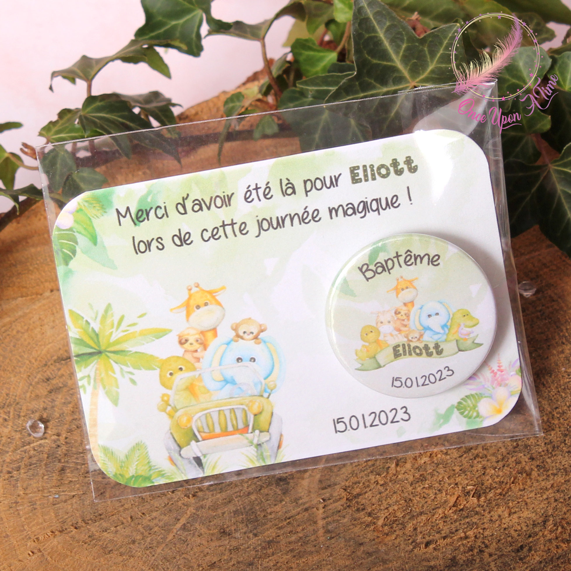💖 Badge ou magnet - Animaux de la savane - Anniversaire ou baptême 💖
