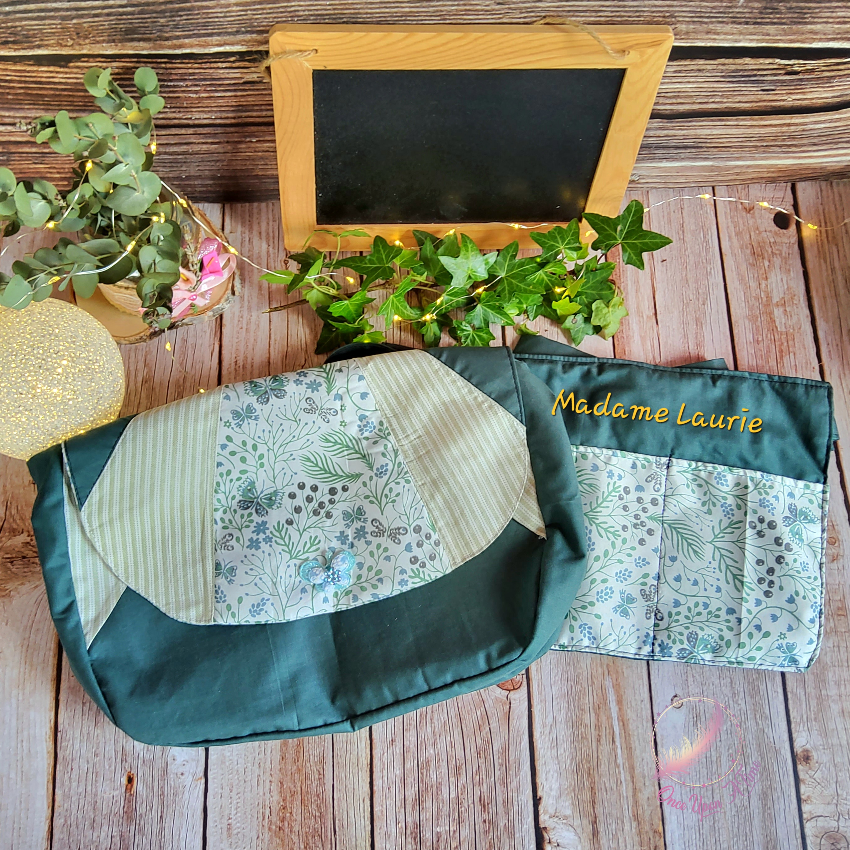 🎁🎀 Ensemble cadeau - sac et tablier de l'institutrice 🎀🎁