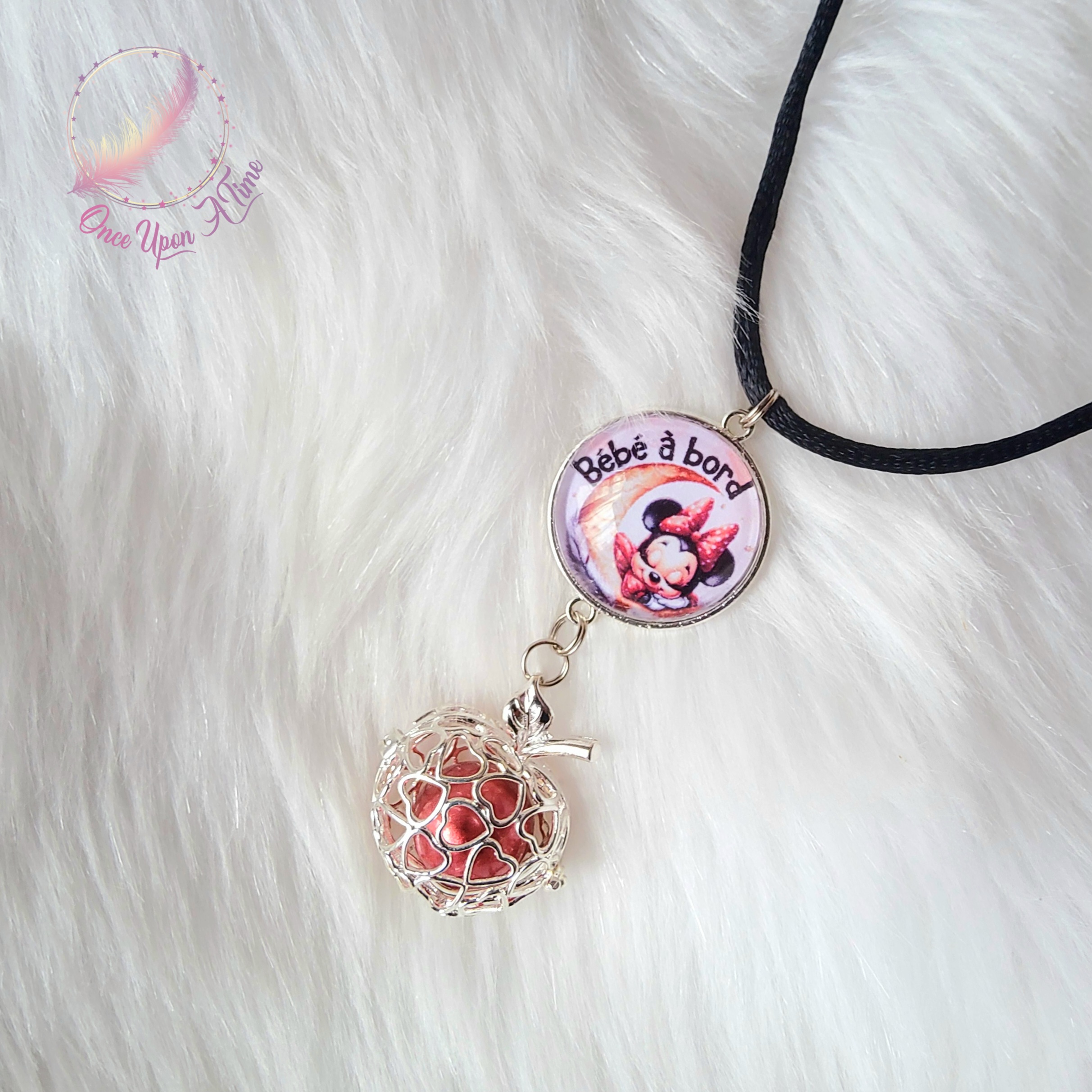 🤰Collier Bola de grossesse - Minnie - "Bébé à bord" ✨