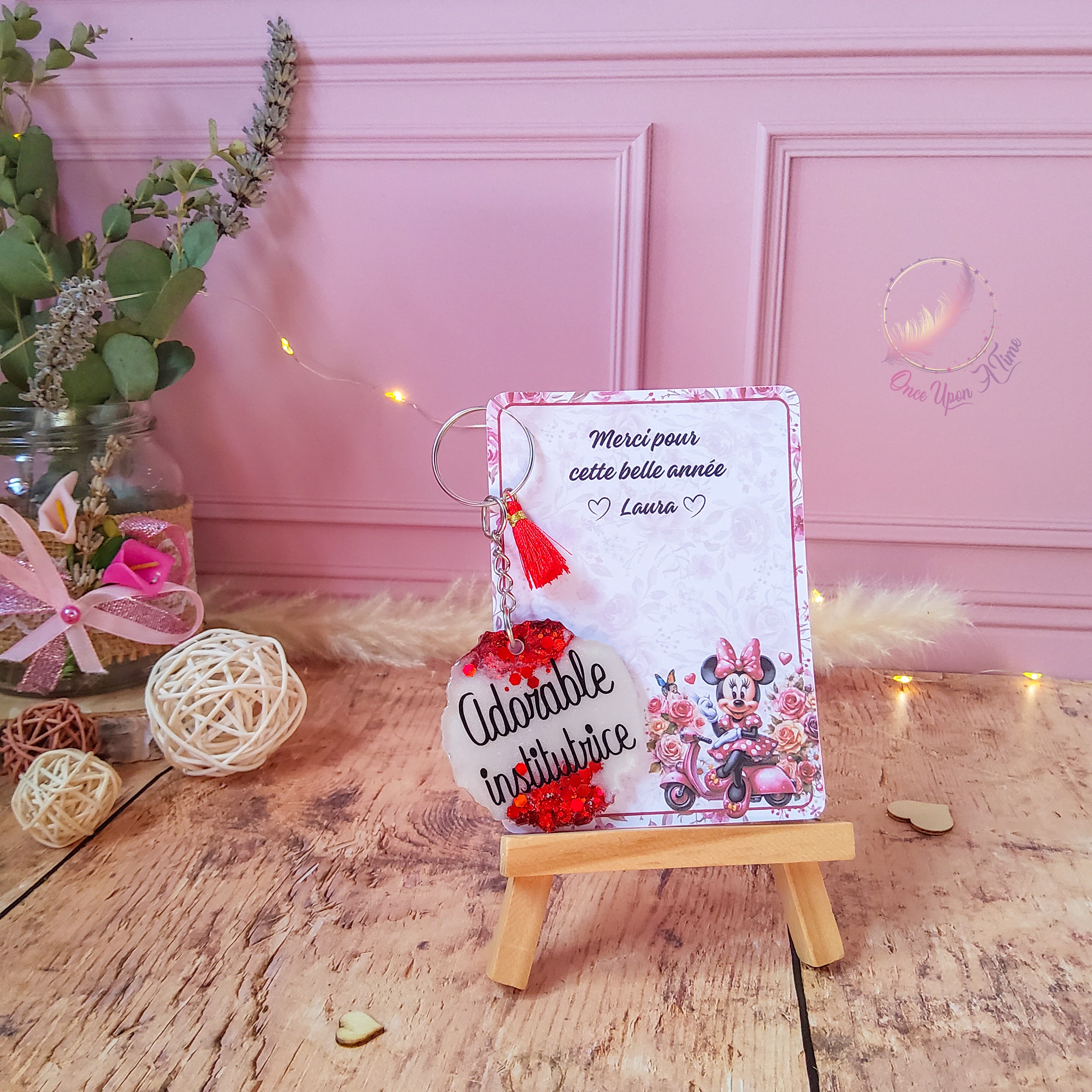 🎁🔑 Porte-clés et petite carte de remerciement - Instituteur, institutrice, maître, maîtresse, puéricultrice... - Plusieurs messages 🔑🎁