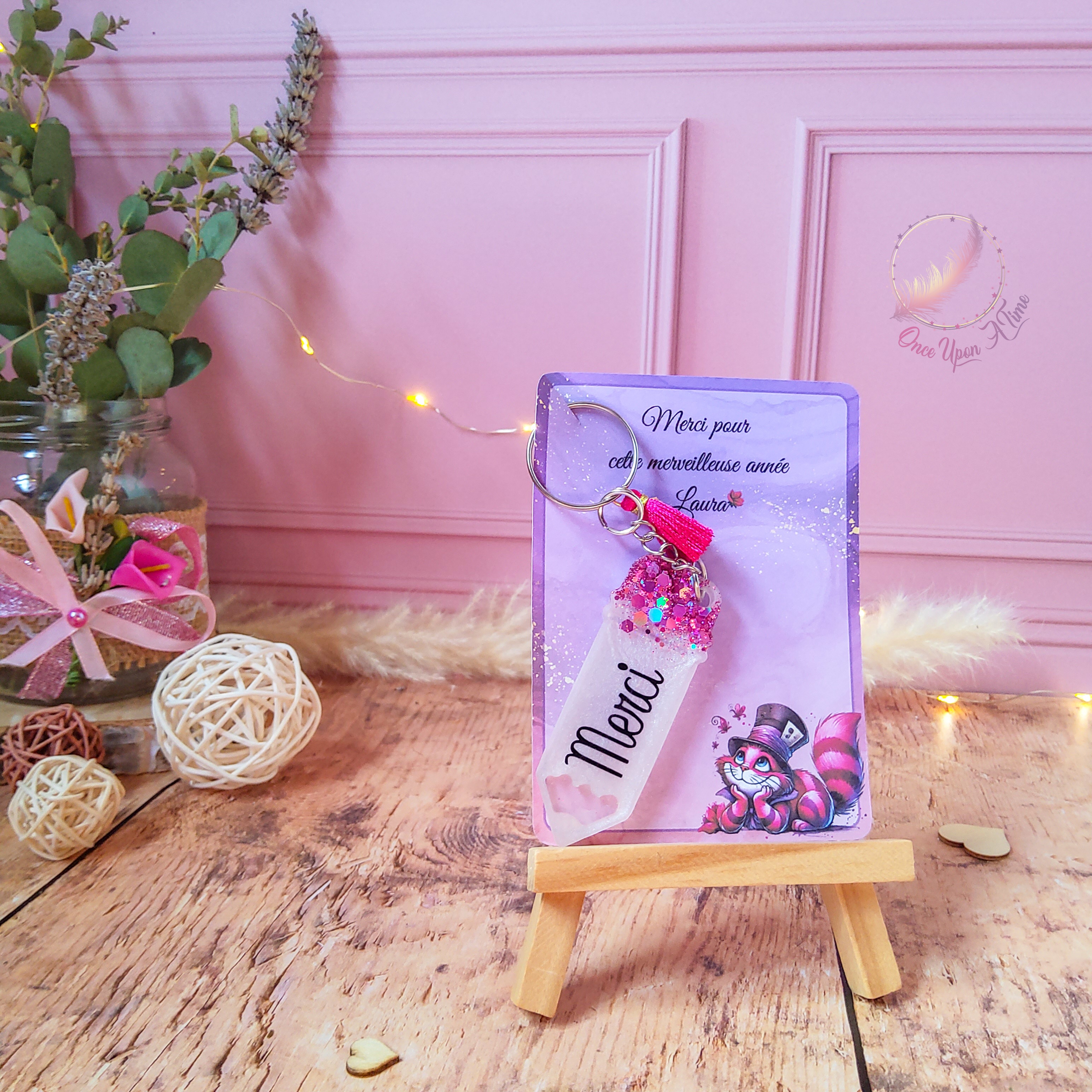 🎁🔑 Porte-clés et petite carte de remerciement - Merci - Plusieurs couleurs 🔑🎁