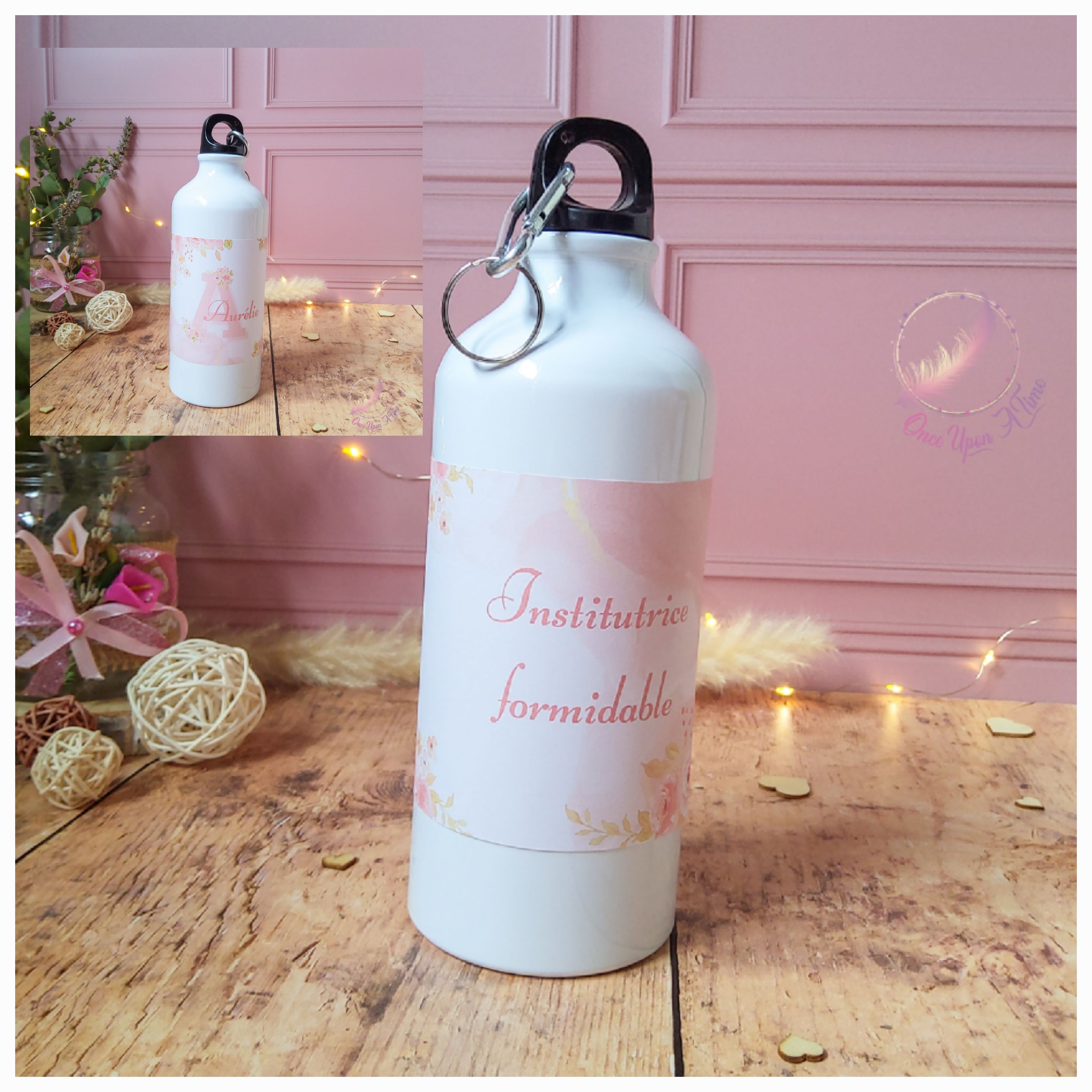 ❤️ Gourde personnalisée - Institutrice / Maîtresse / Puéricultrice formidable - Personnalisée avec le prénom ❤️