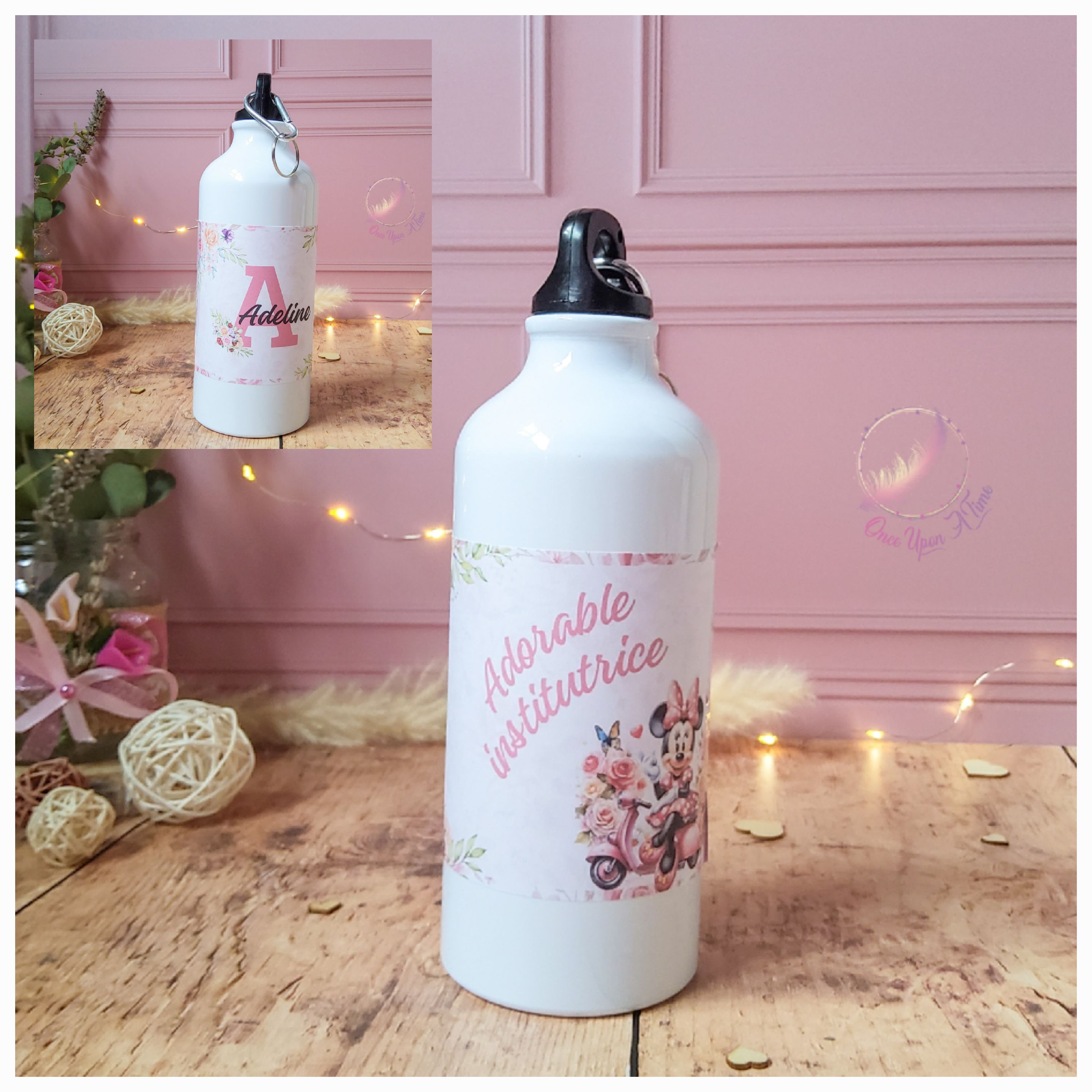 ❤️ Gourde personnalisée - Minnie - Adorable instit / maîtresse / puéricultrice - Personnalisée avec le prénom ❤️