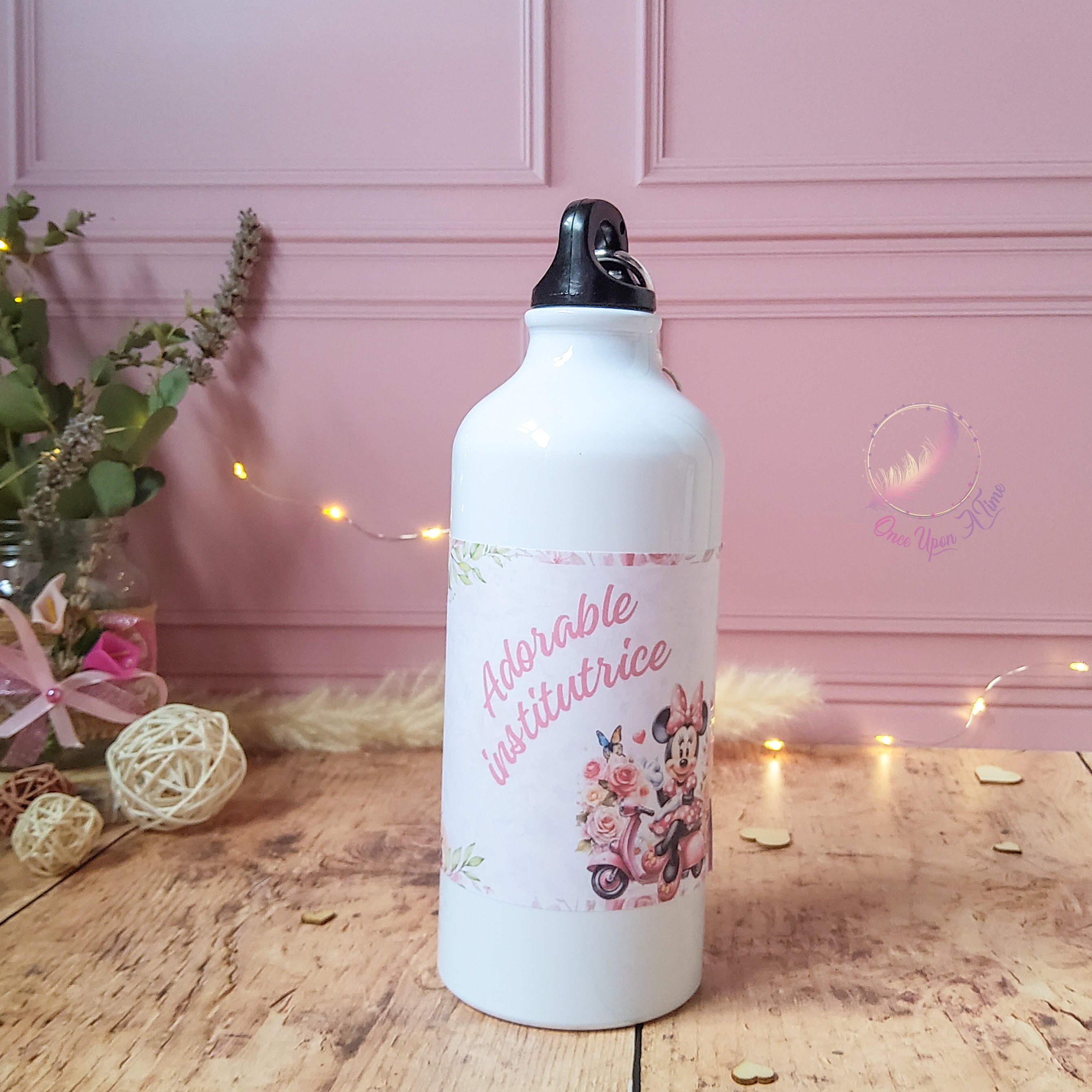 ❤️ Gourde personnalisée - Minnie - Adorable instit / maîtresse / puéricultrice - Personnalisée avec le prénom ❤️