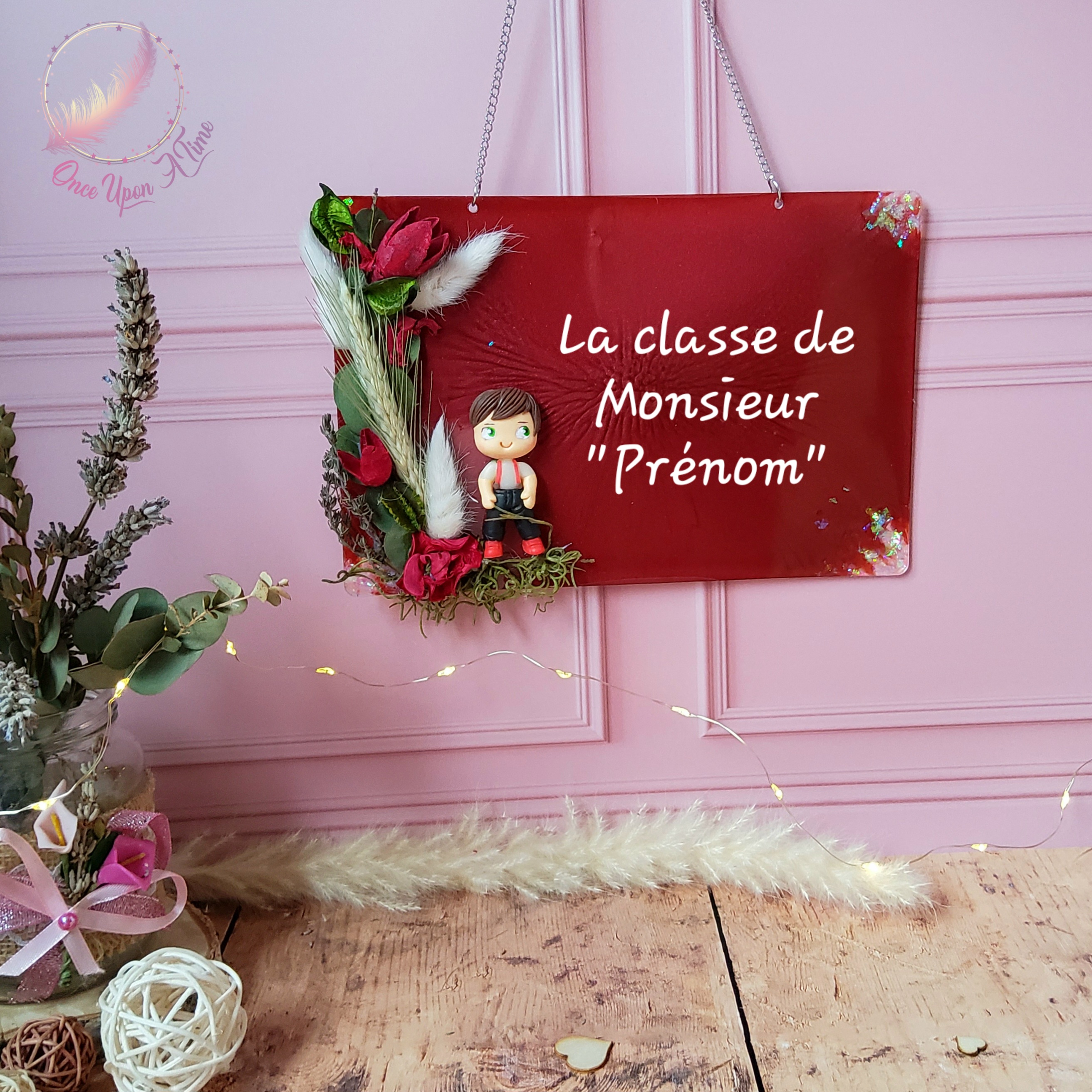 🌷 Grande plaque à suspendre - Institutrice, instituteur, maîtresse, maître - Personnalisée 🌷