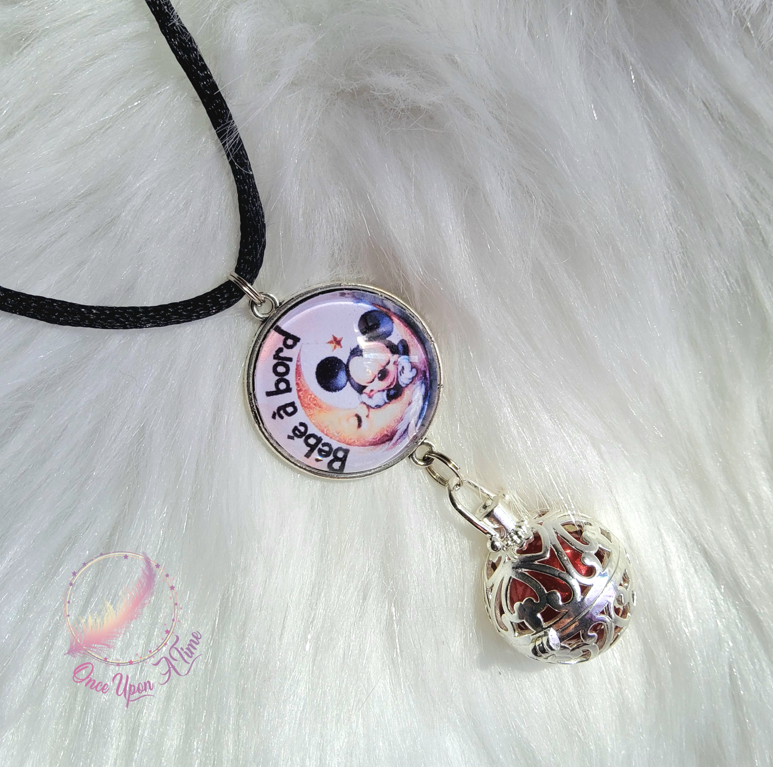 🤰Collier Bola de grossesse - Mickey - "Bébé à bord" ✨
