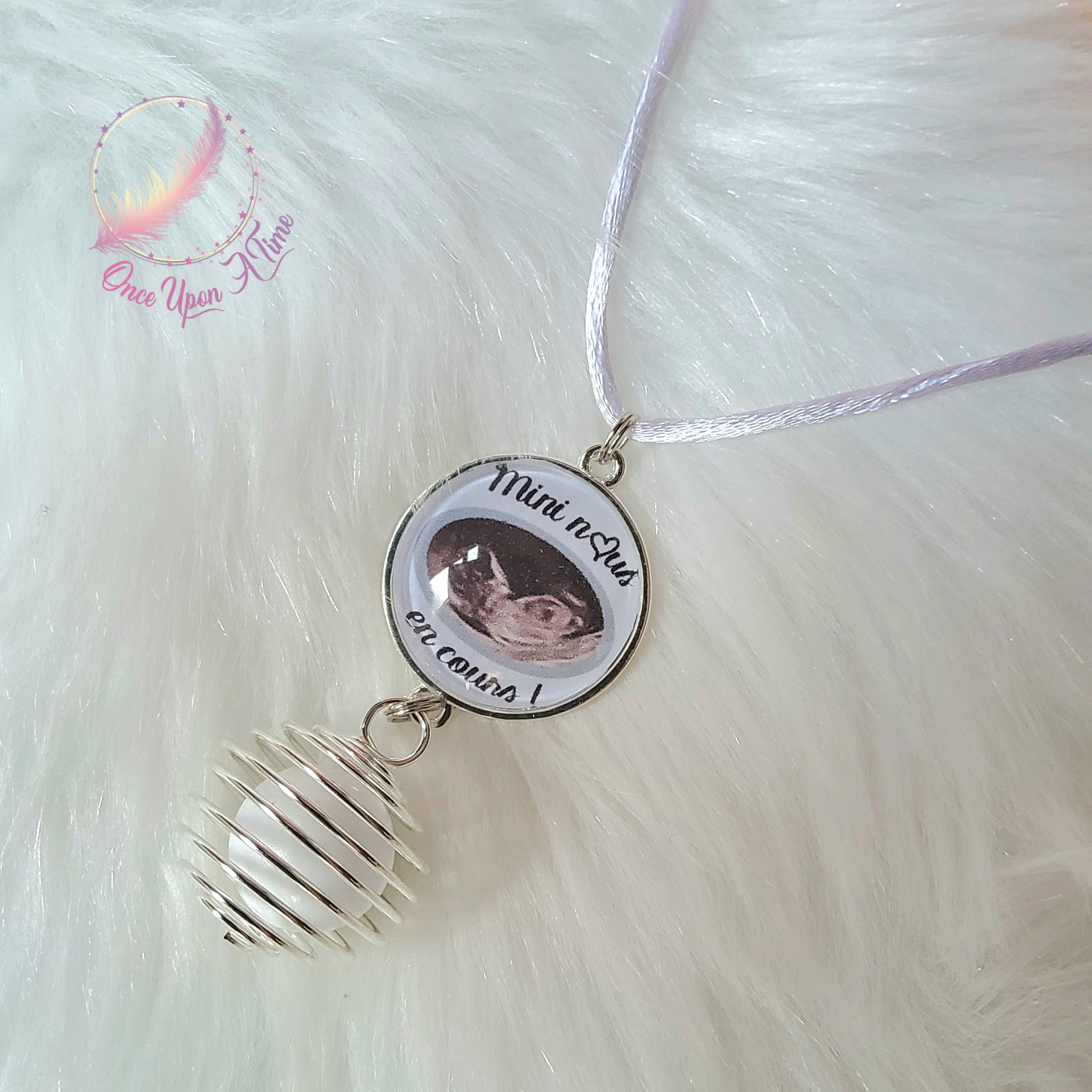 🤰Collier Bola de grossesse échographie personnelle (à nous envoyer par e-mail) " Mini nous en cours " ✨