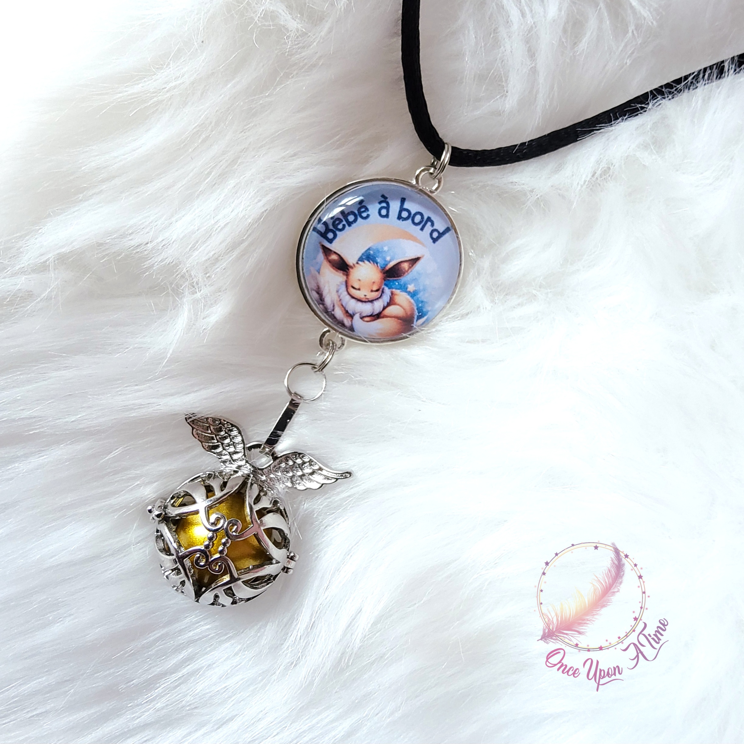 🤰Collier Bola de grossesse - Evoli le Pokémon - "Bébé à bord" ✨ 