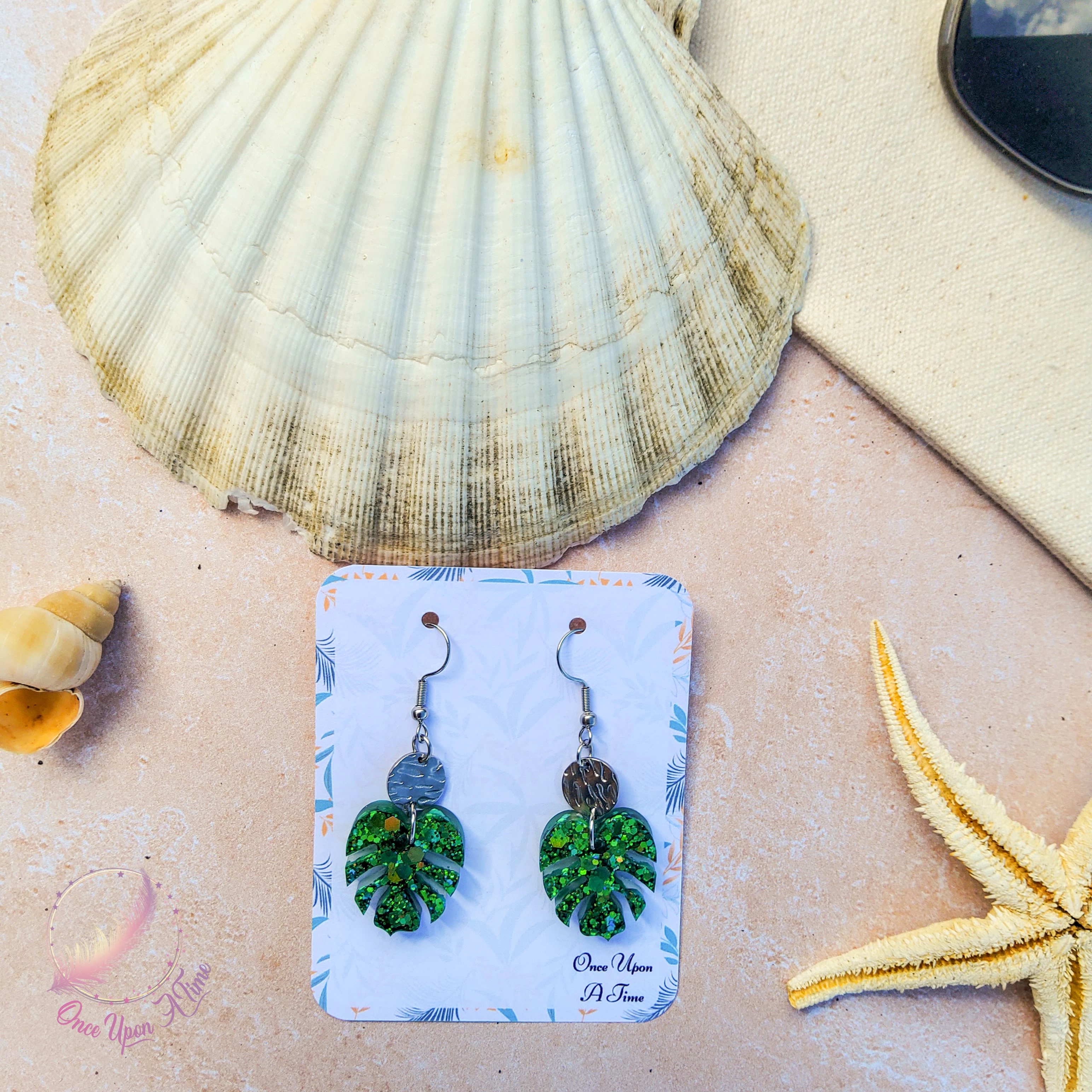 🍋‍🟩🦩 Boucles d'oreilles - Collection "Coup de soleil" - Feuilles tropicales - Plusieurs couleurs 🦩🍋‍🟩