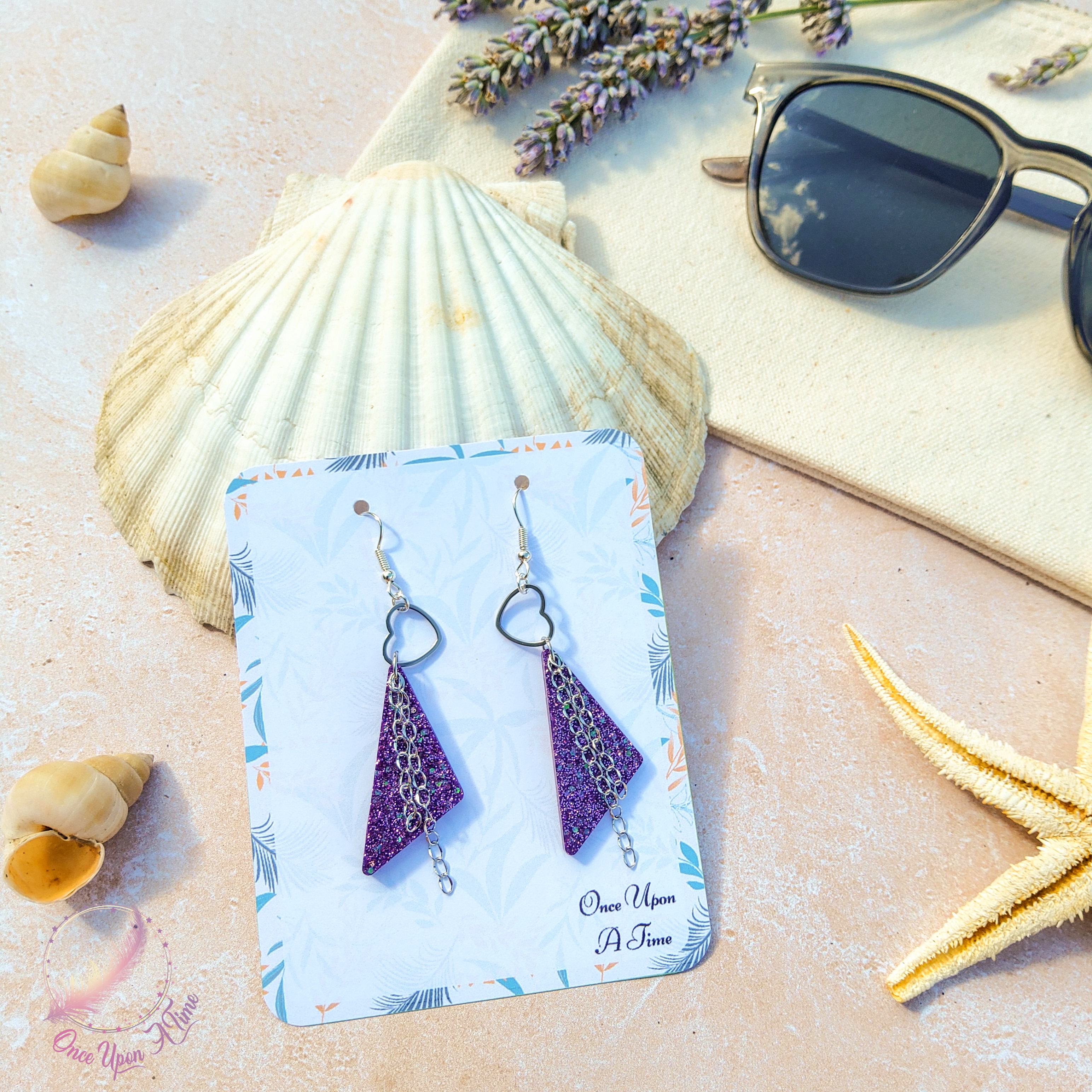 🦩🍋‍🟩 Boucles d'oreilles - Collection "Coup de soleil" - Mauve ou rose 🍋‍🟩🦩