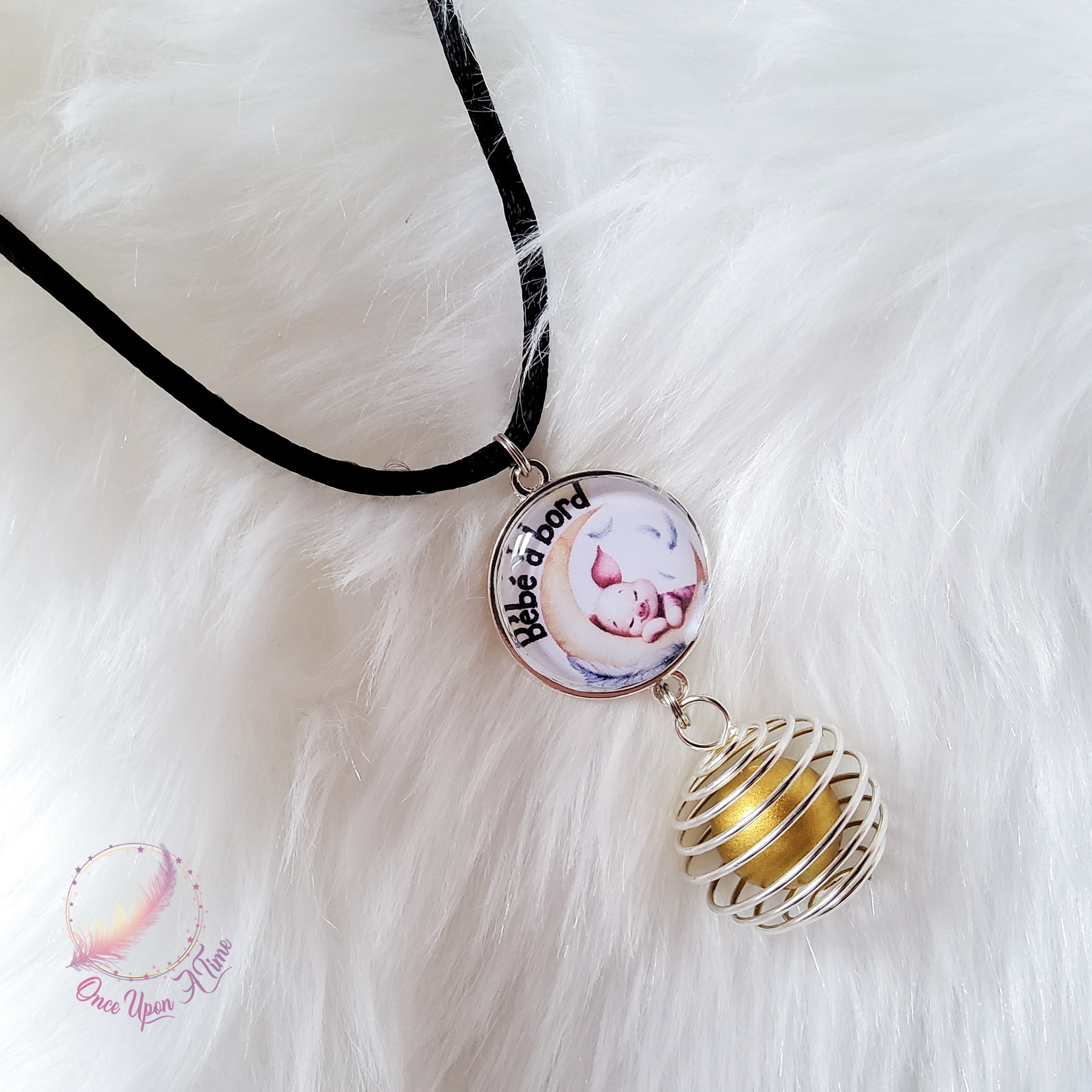 🤰Collier Bola de grossesse - Porcinet - "Bébé à bord" ✨