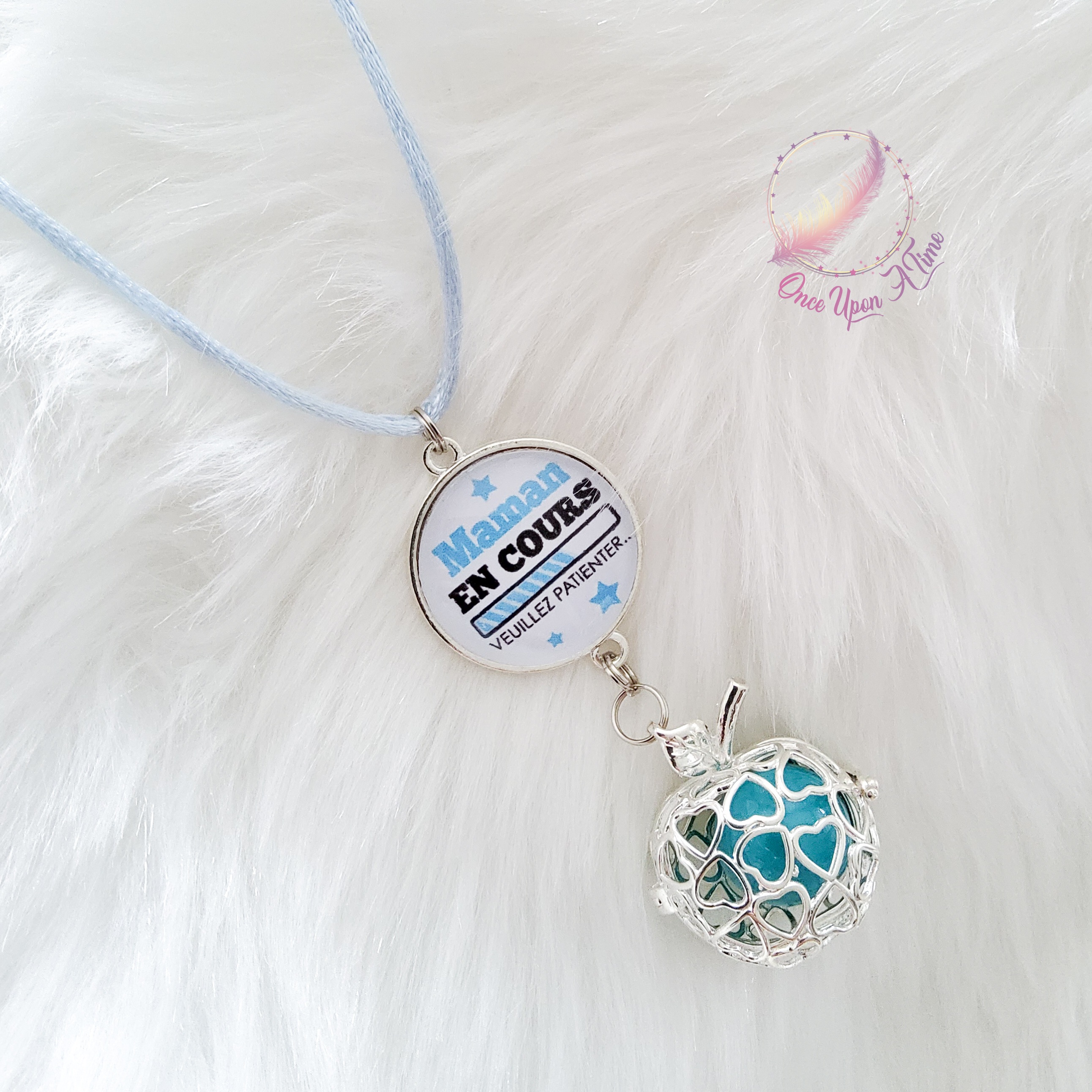 🤰Collier Bola de grossesse " Maman en cours - Veuillez patienter " ✨