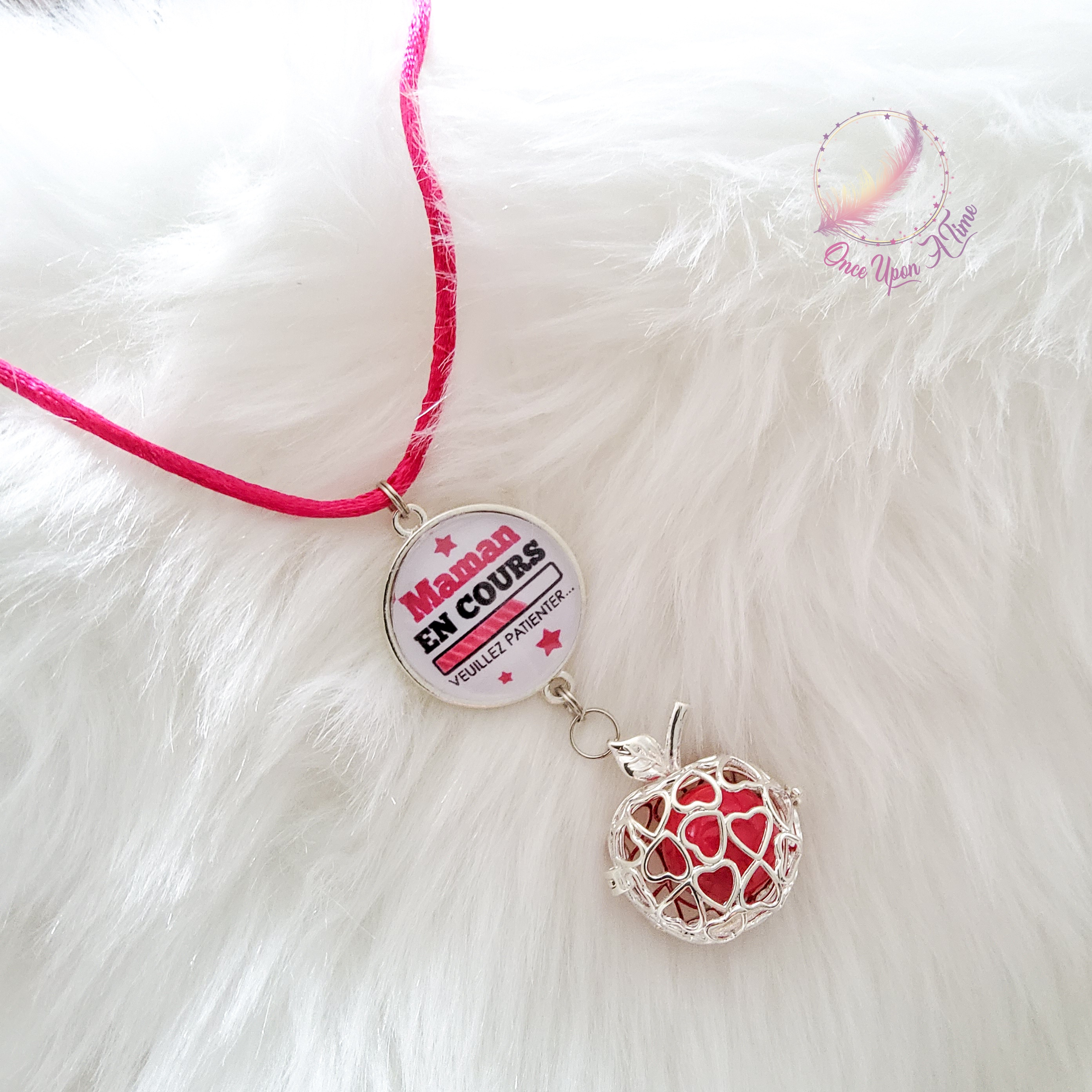 🤰Collier Bola de grossesse " Maman en cours - Veuillez patienter " ✨