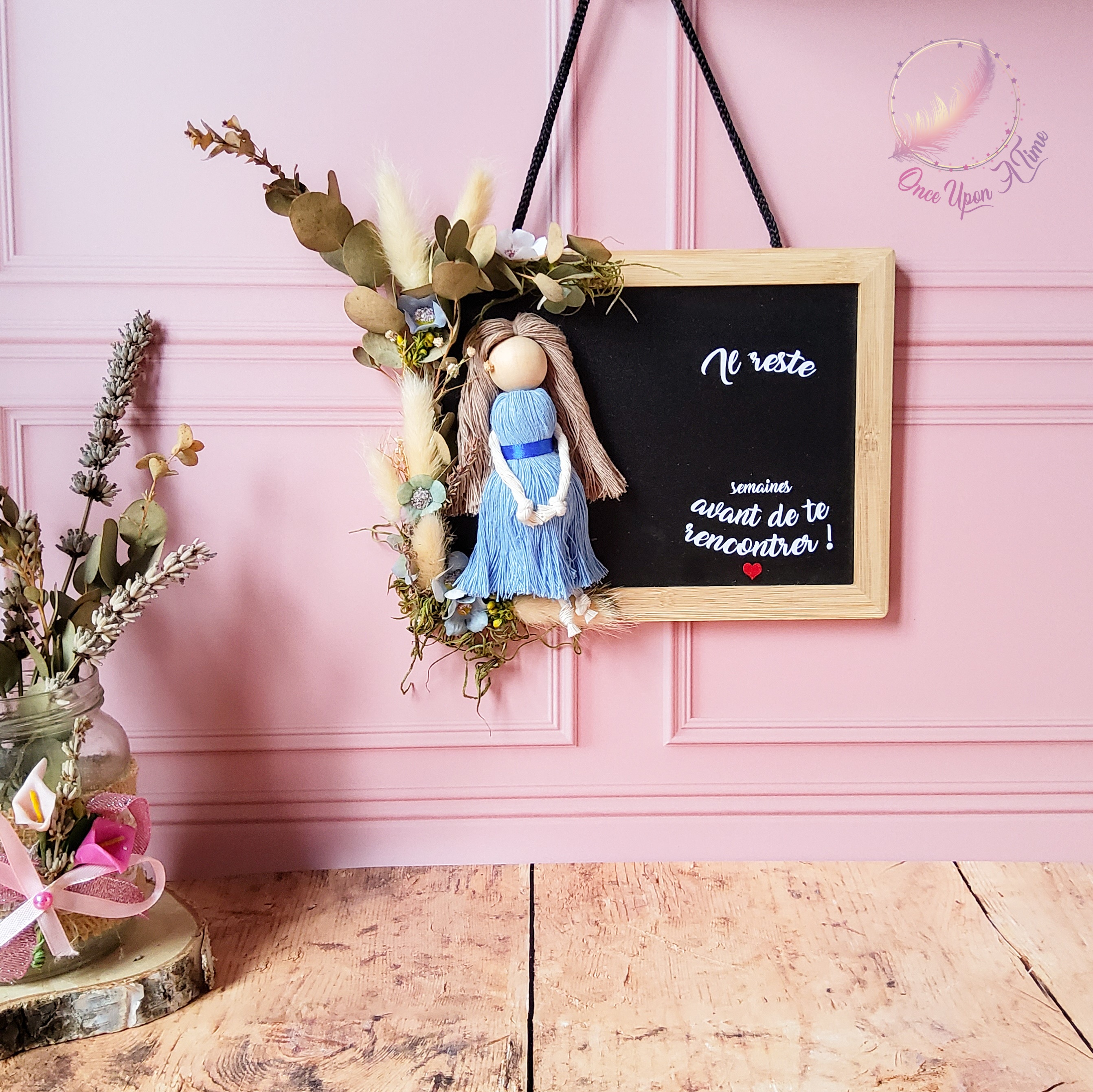 🌿🌸 Ardoise boho personnalisée - Spécial femme enceinte 🌸🌿