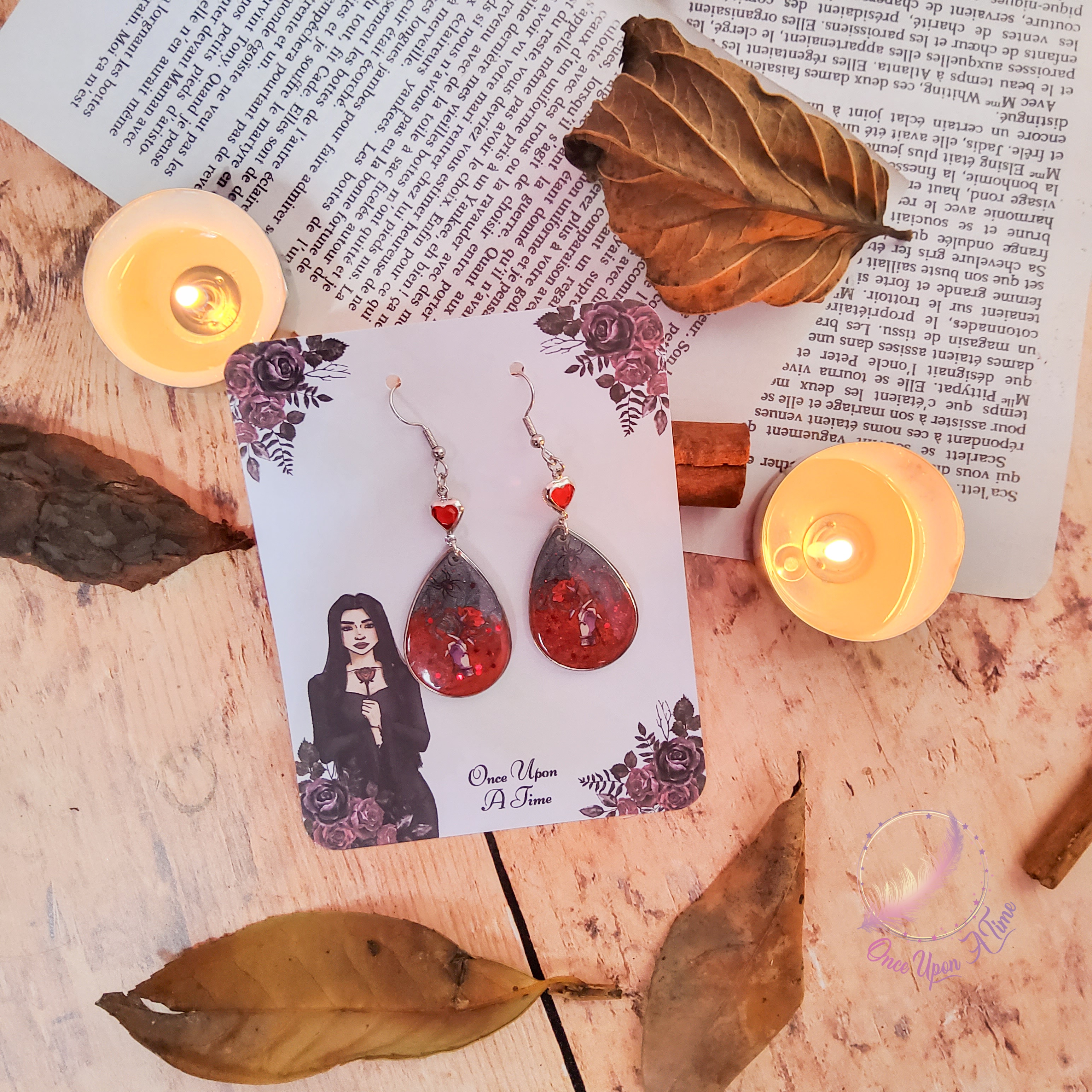 🕸🌹 Boucles d'oreilles - Collection "Mercredi Addams" 🌹🕸